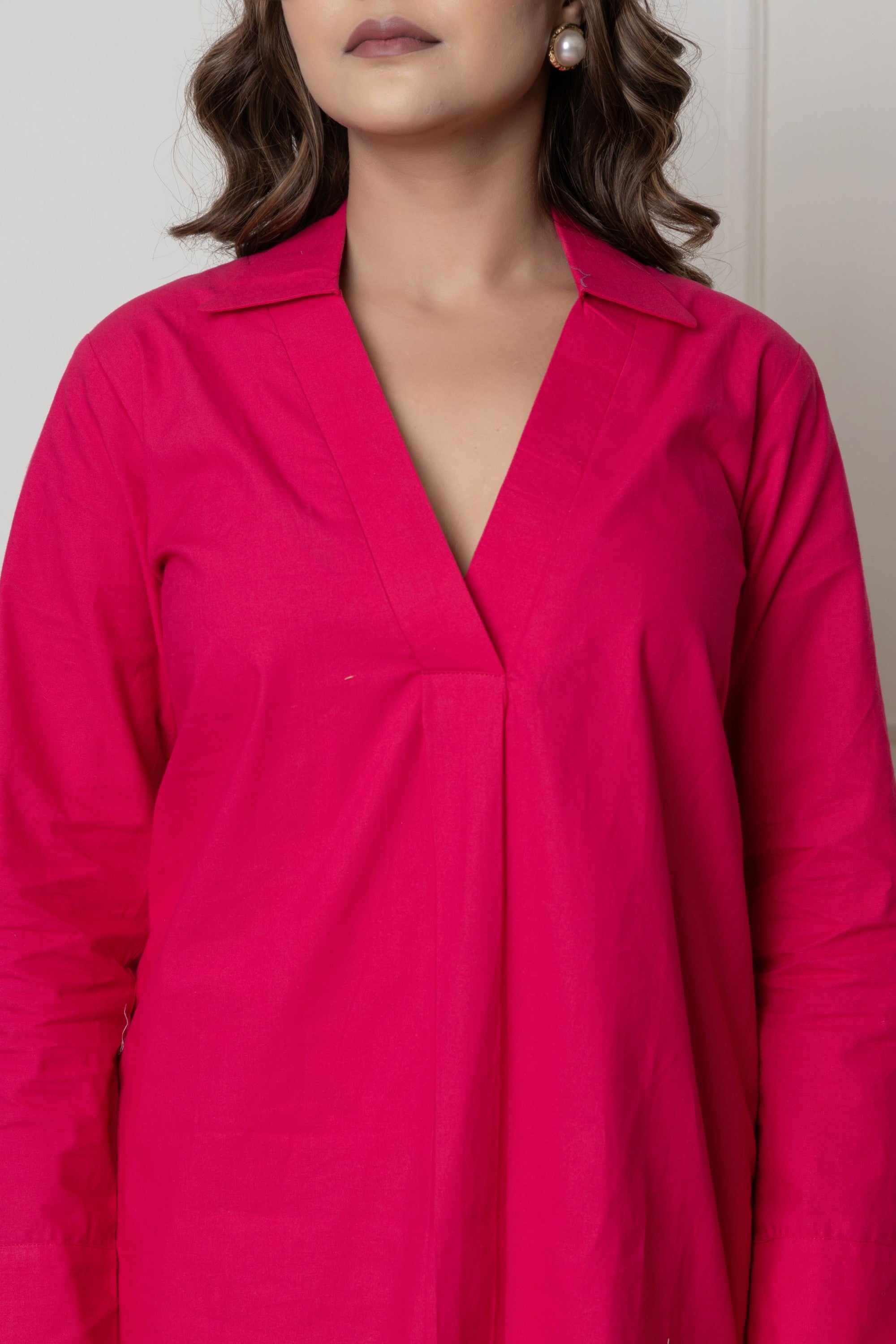 Solid Fuchsia Pink Cotton Co-ord Set