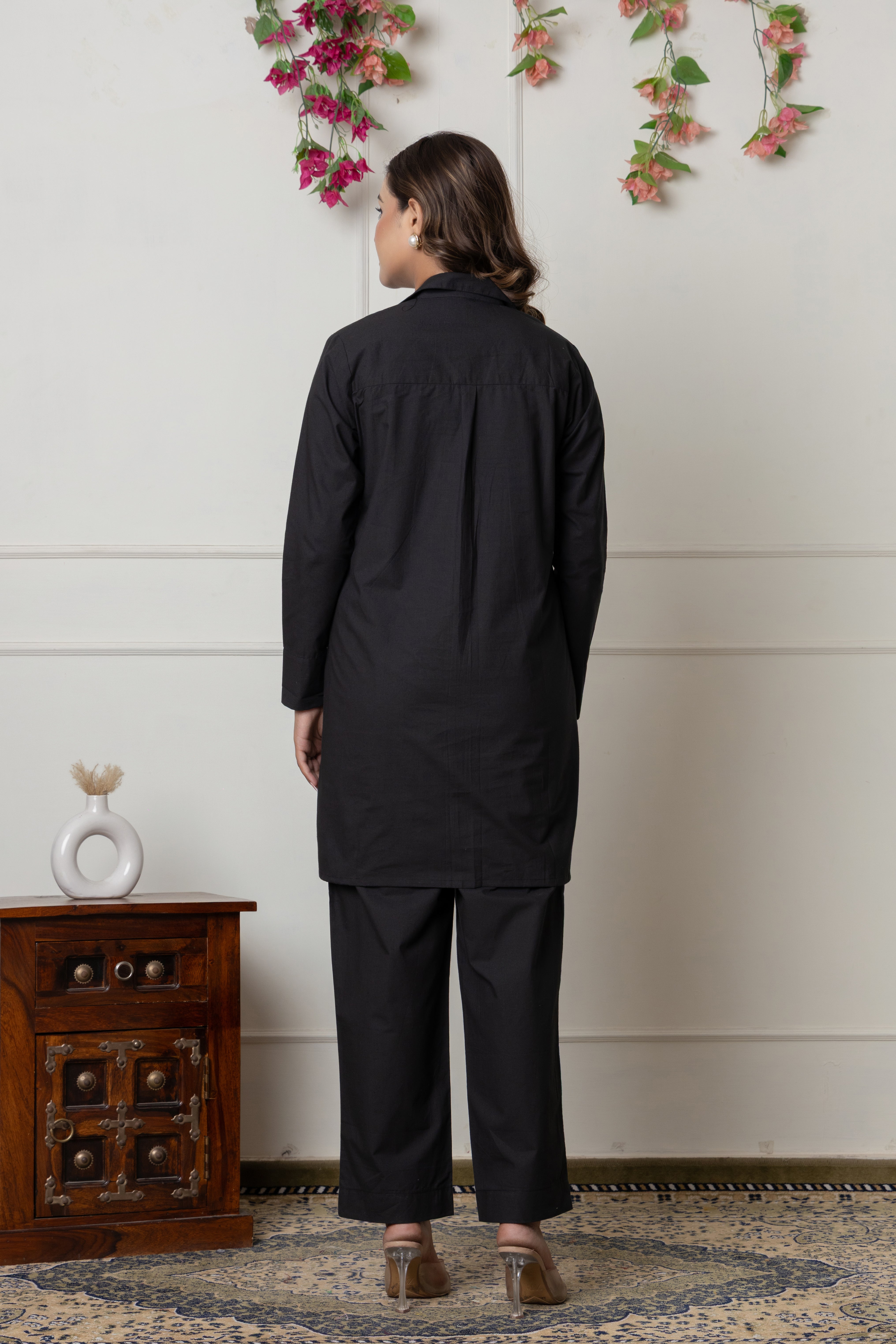 Solid Black Cotton Co-ord Set