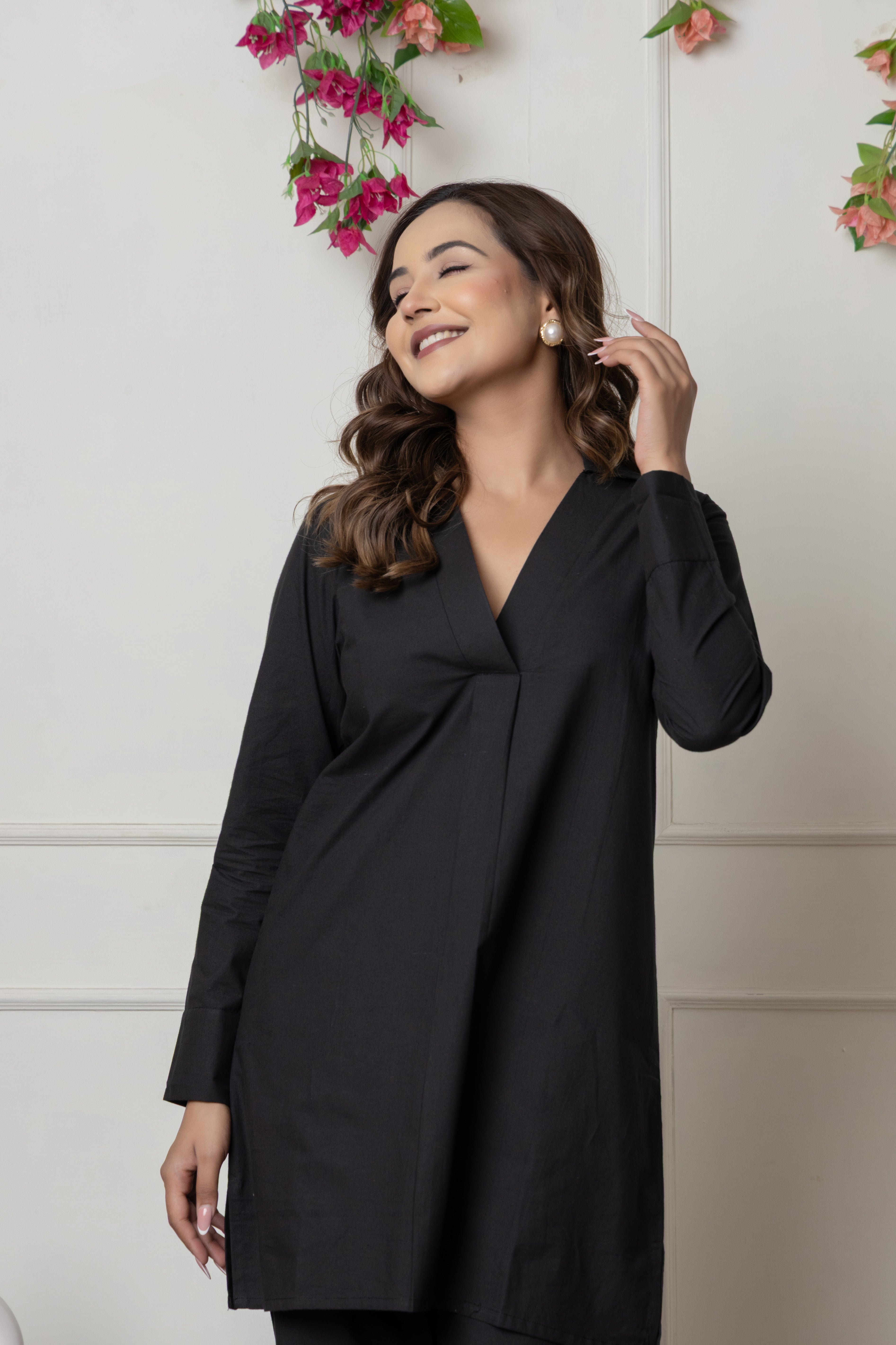 Solid Black Cotton Co-ord Set