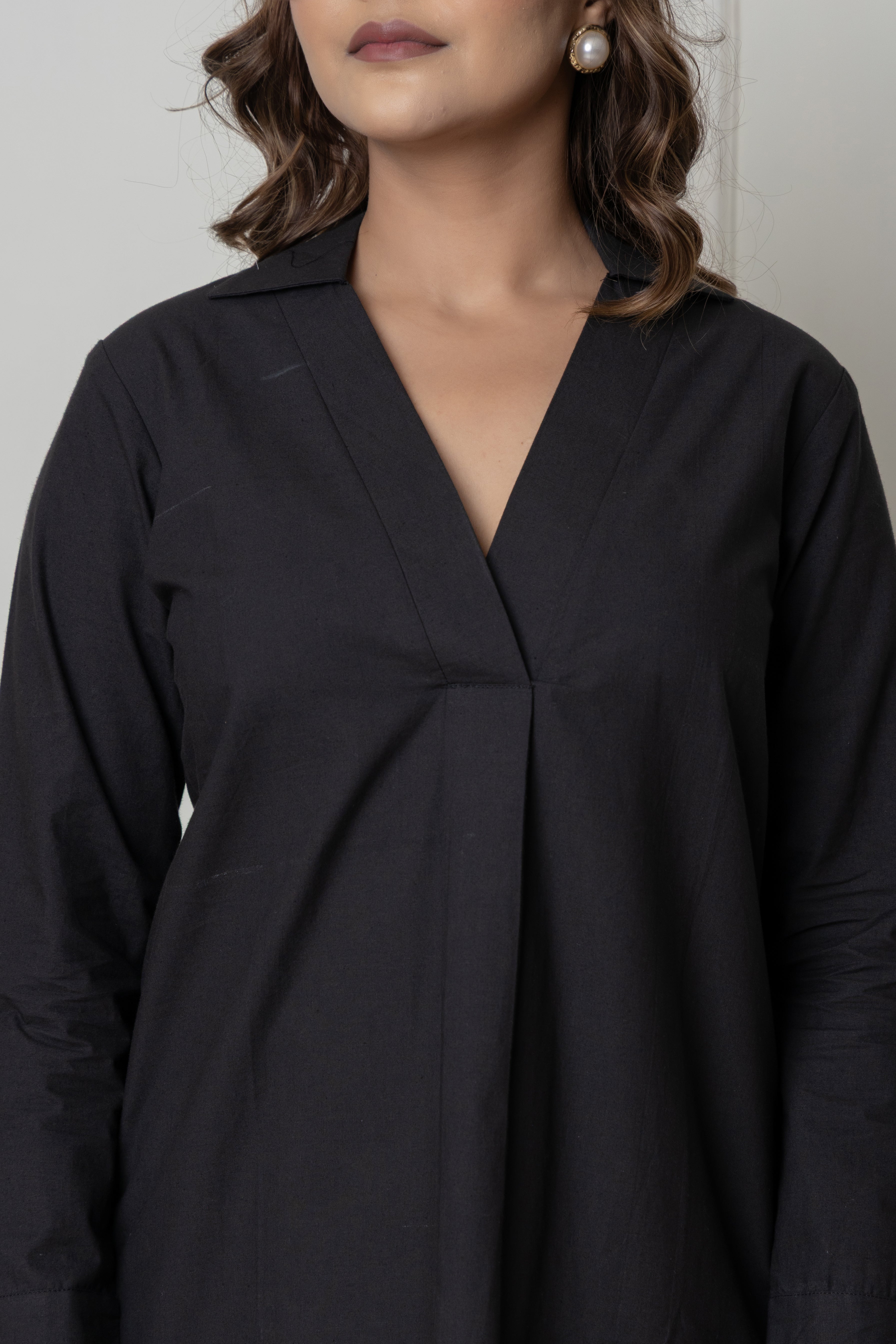 Solid Black Cotton Co-ord Set