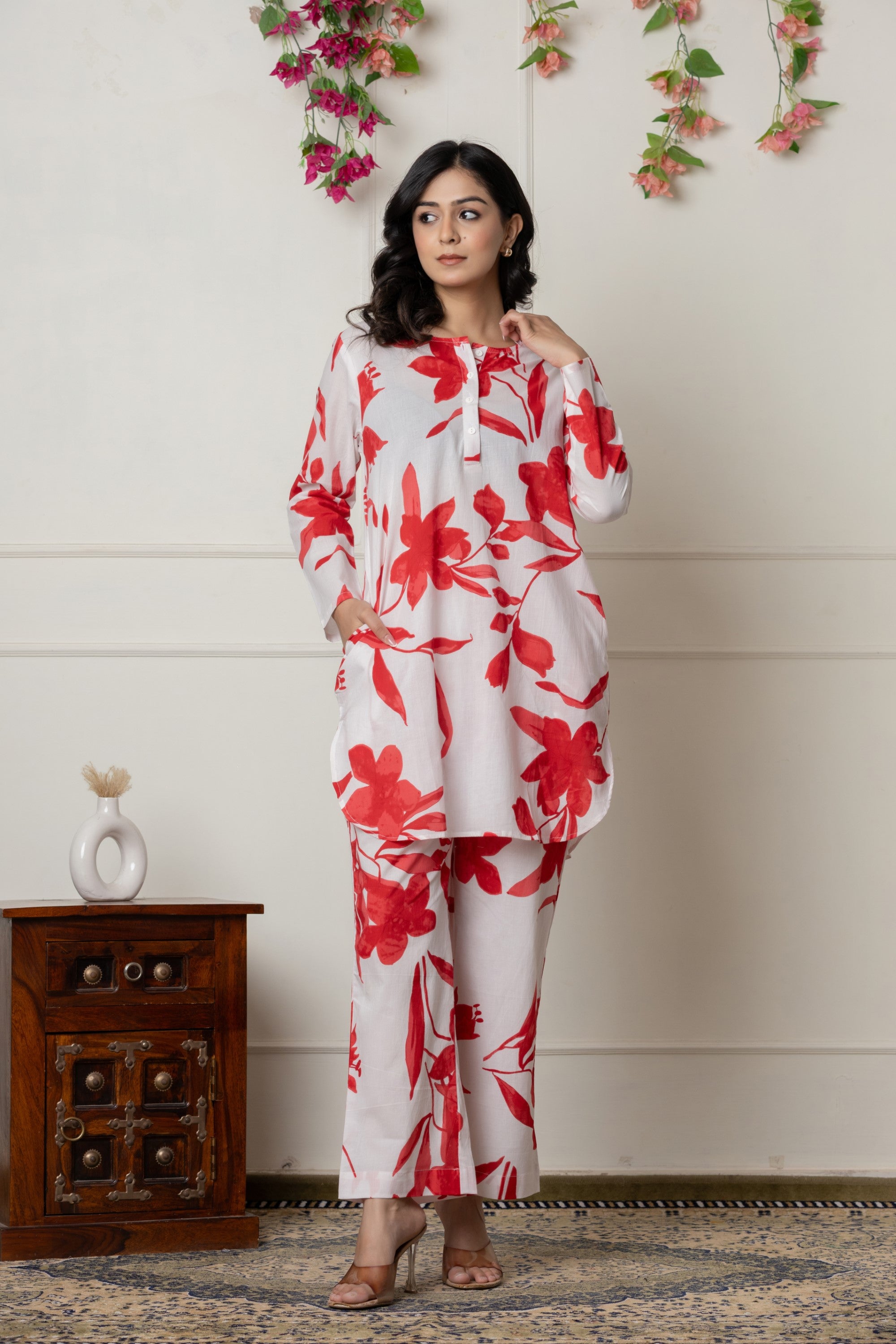 Crimson Blossom Printed Co-ord Set