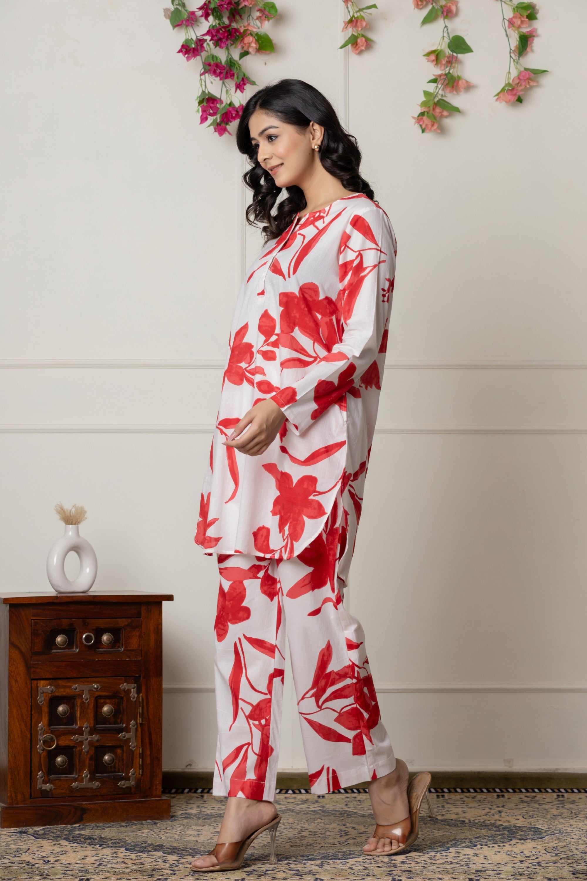 Crimson Blossom Printed Co-ord Set