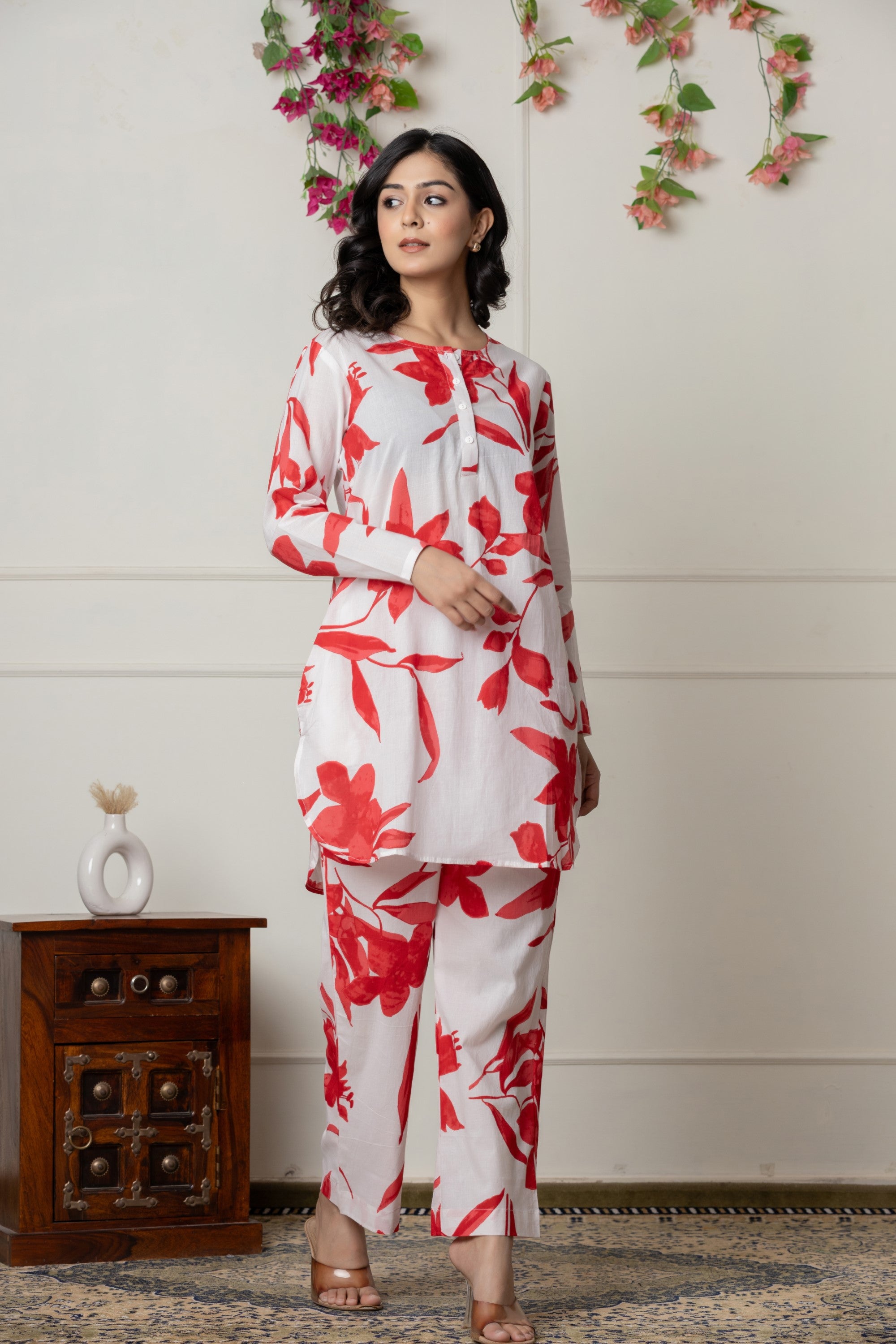 Crimson Blossom Printed Co-ord Set