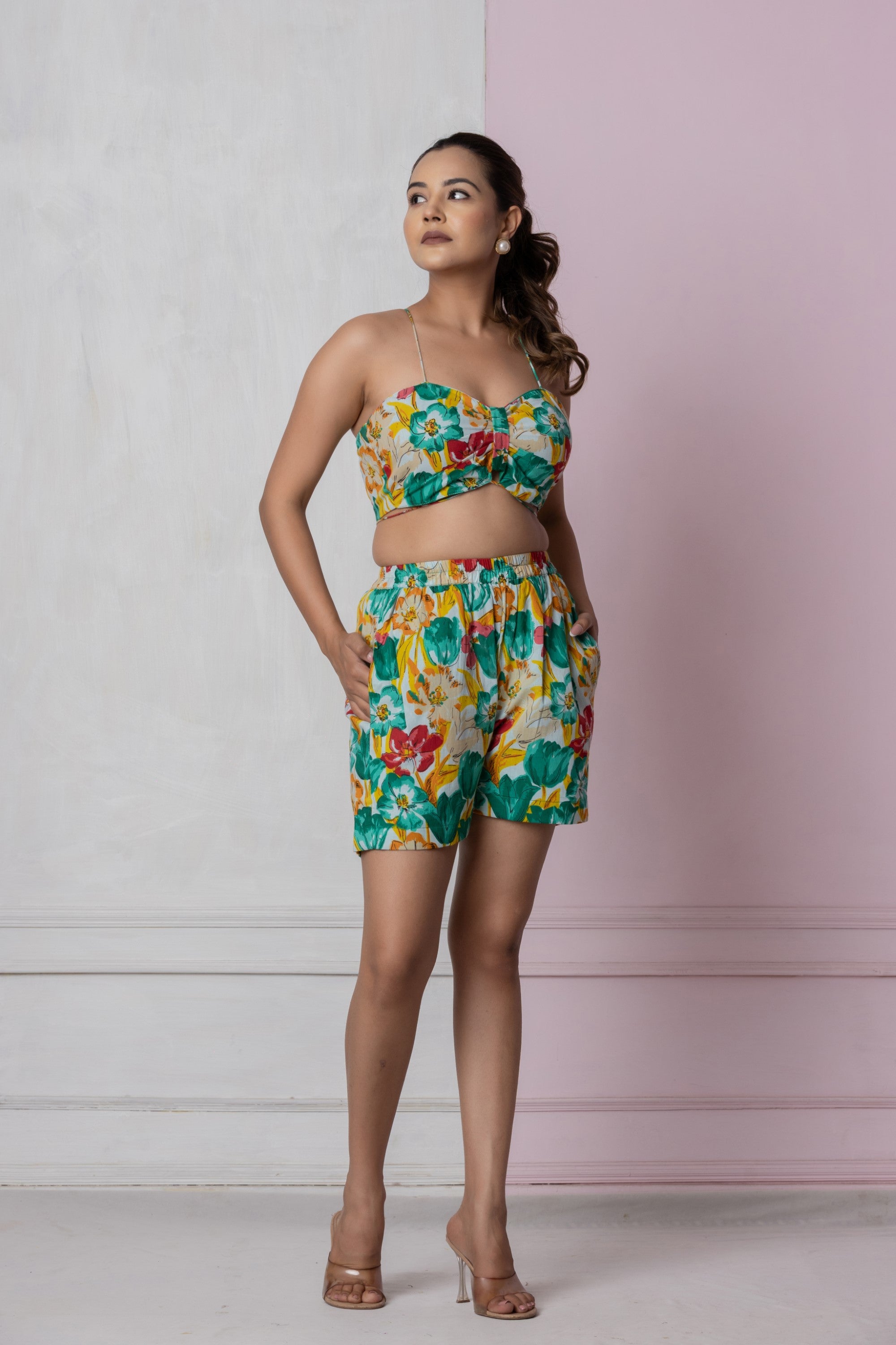 Tropical Floral Crop Top & Shorts Set