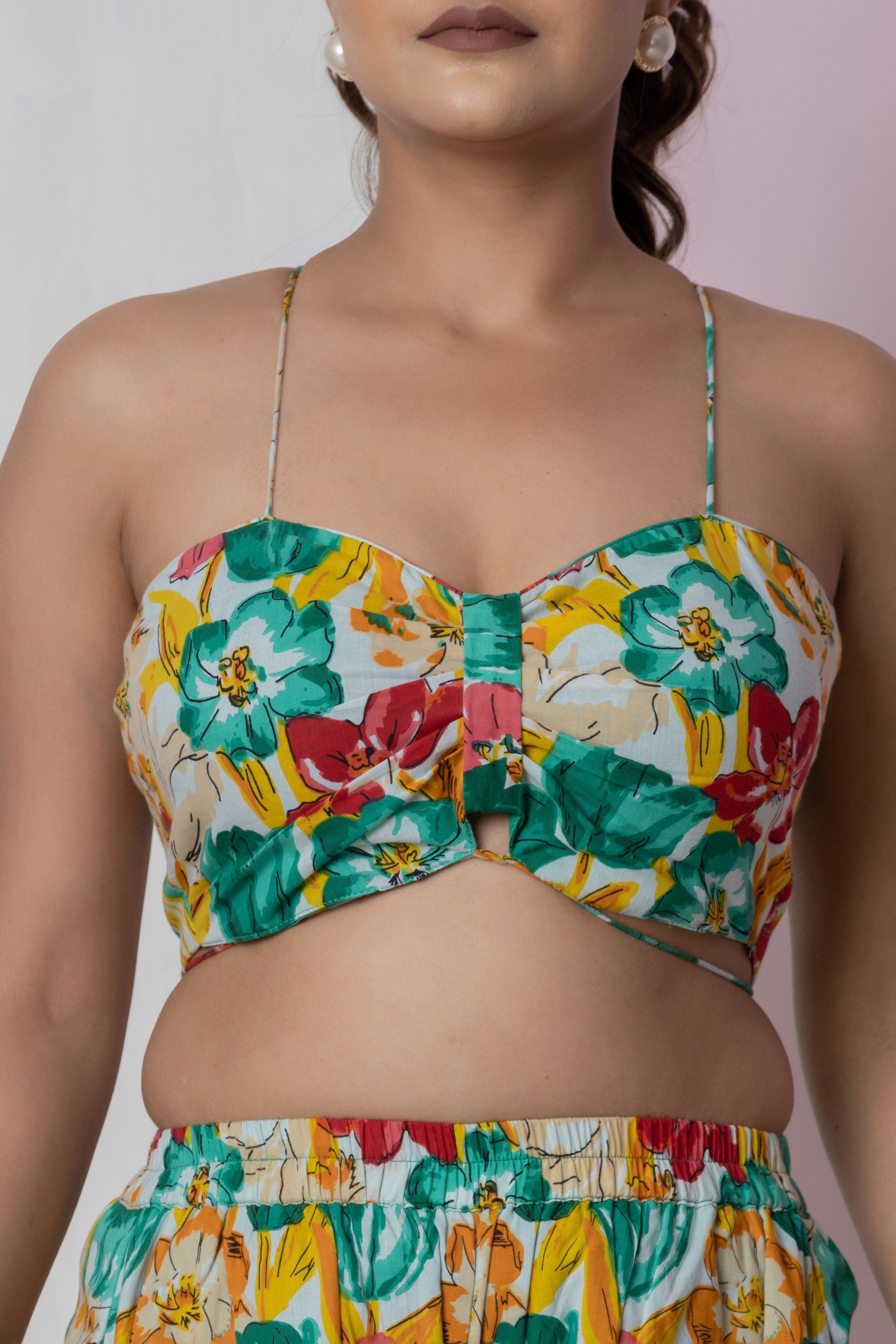 Tropical Floral Crop Top & Shorts Set