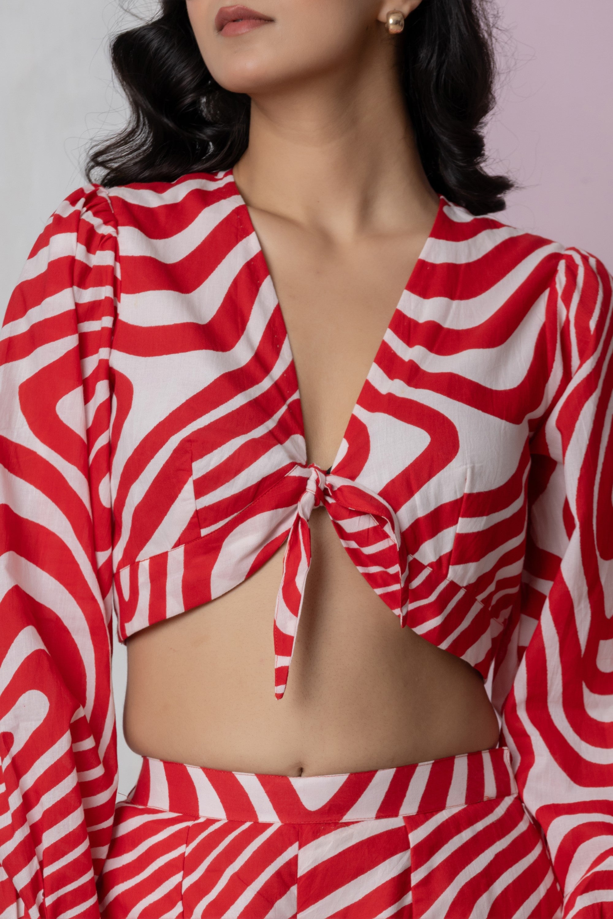 Red & White Swirl Print Co-ord Set
