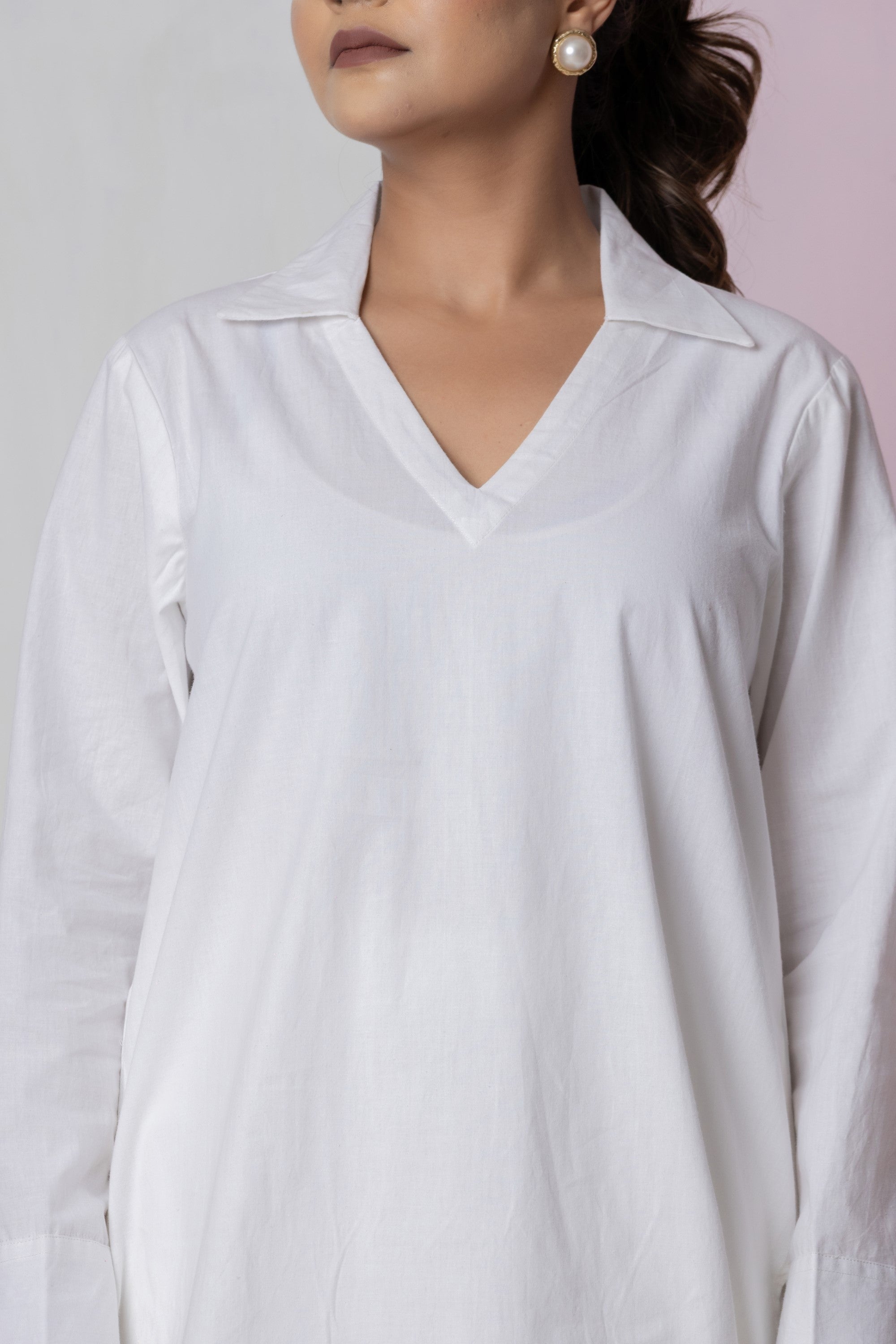 White Relaxed Shirt & Pant Co-ord Set