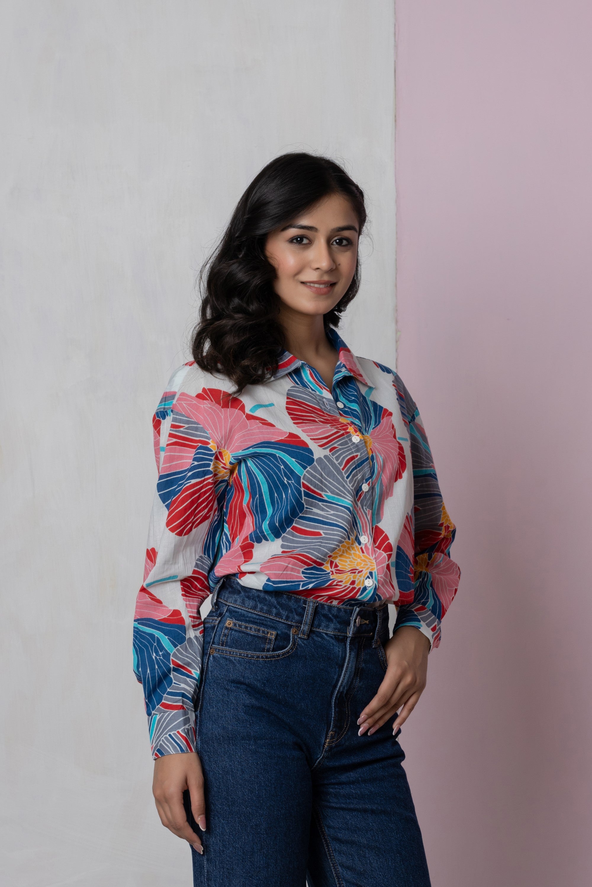 Multicolor Oversized Floral Shirt