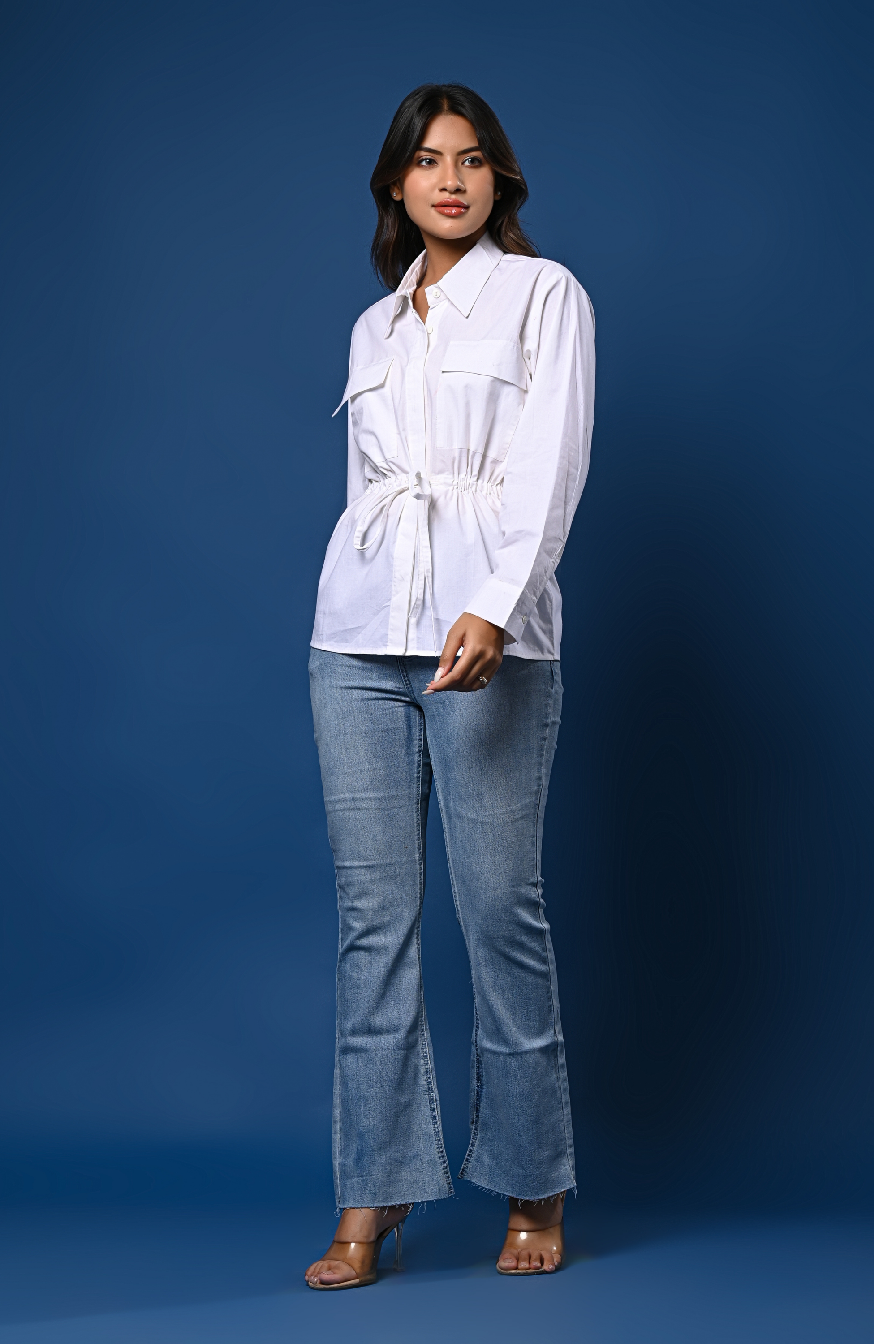 Women’s White Tie-Waist Shirt