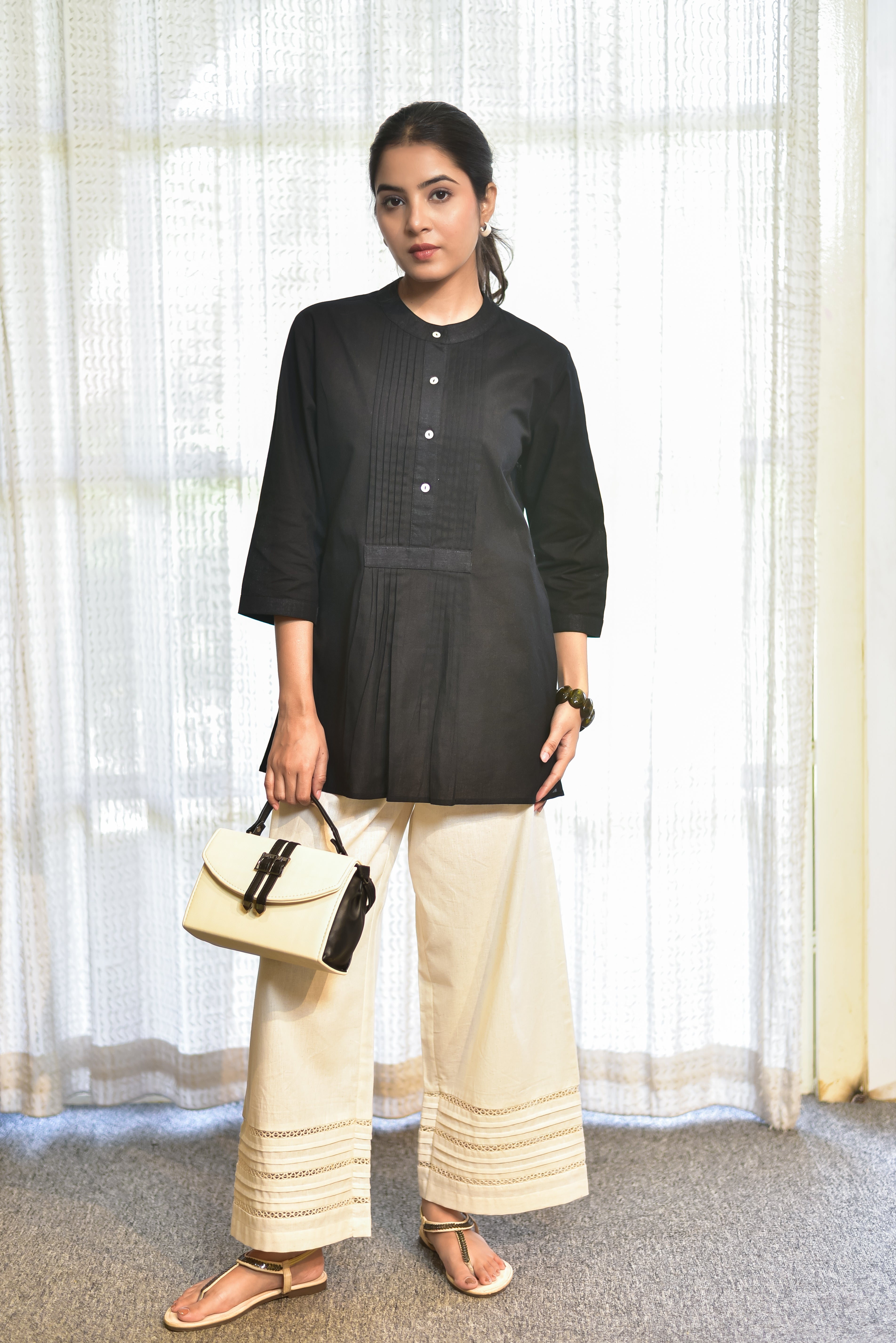 Black Pin-Tuck Tunic
