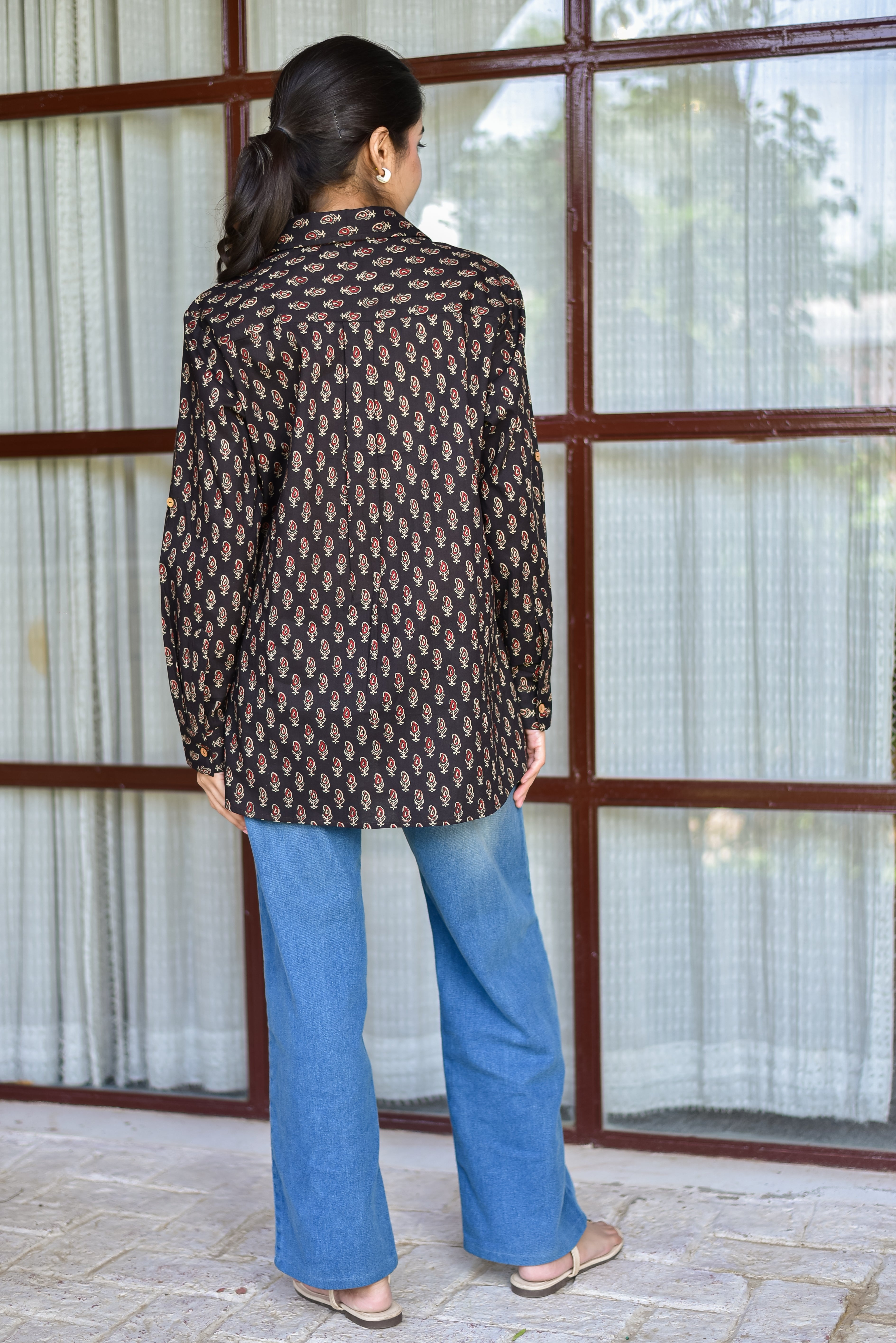 Printed Black Cotton Shirt
