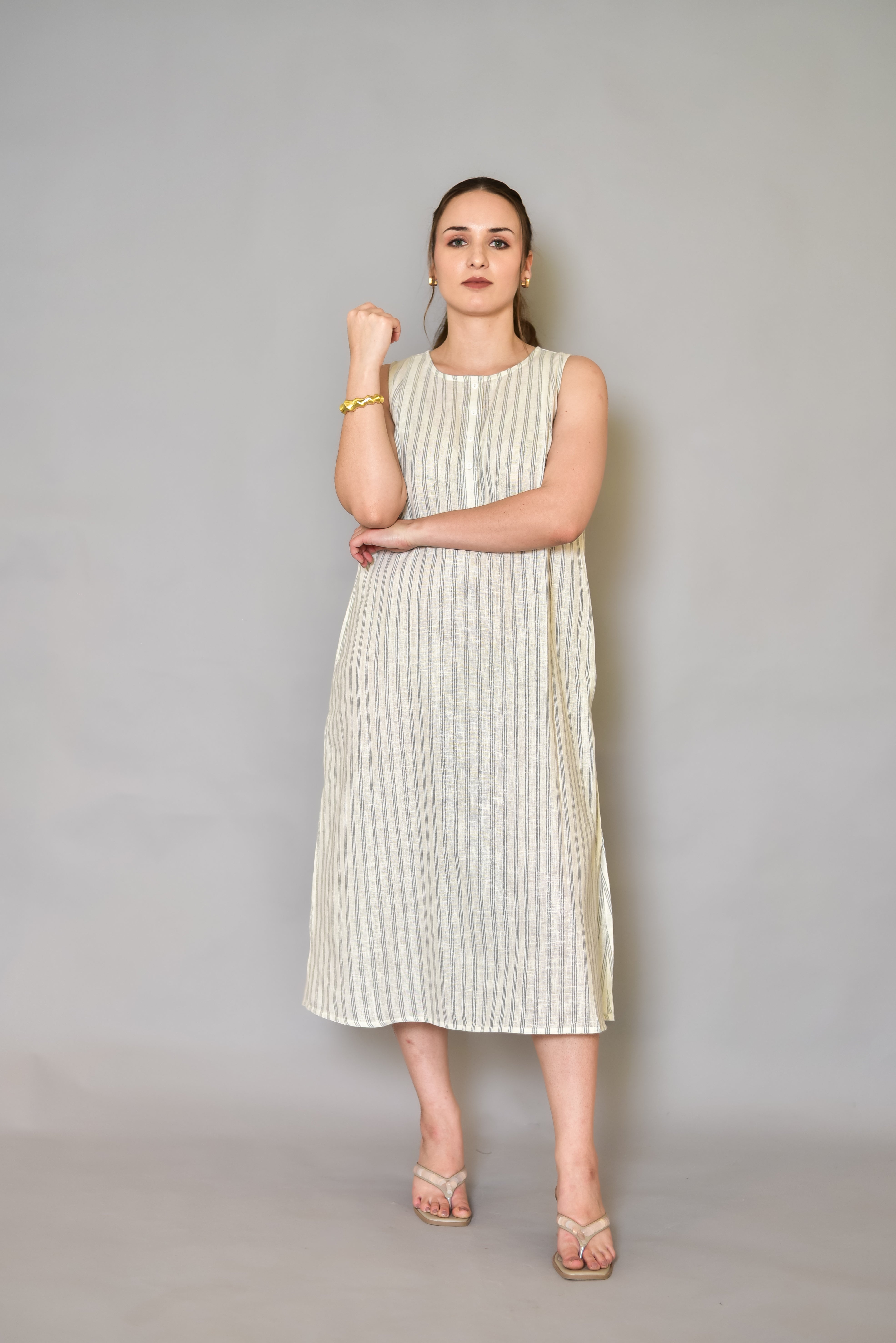 The Minimal Grey Striped Kurta