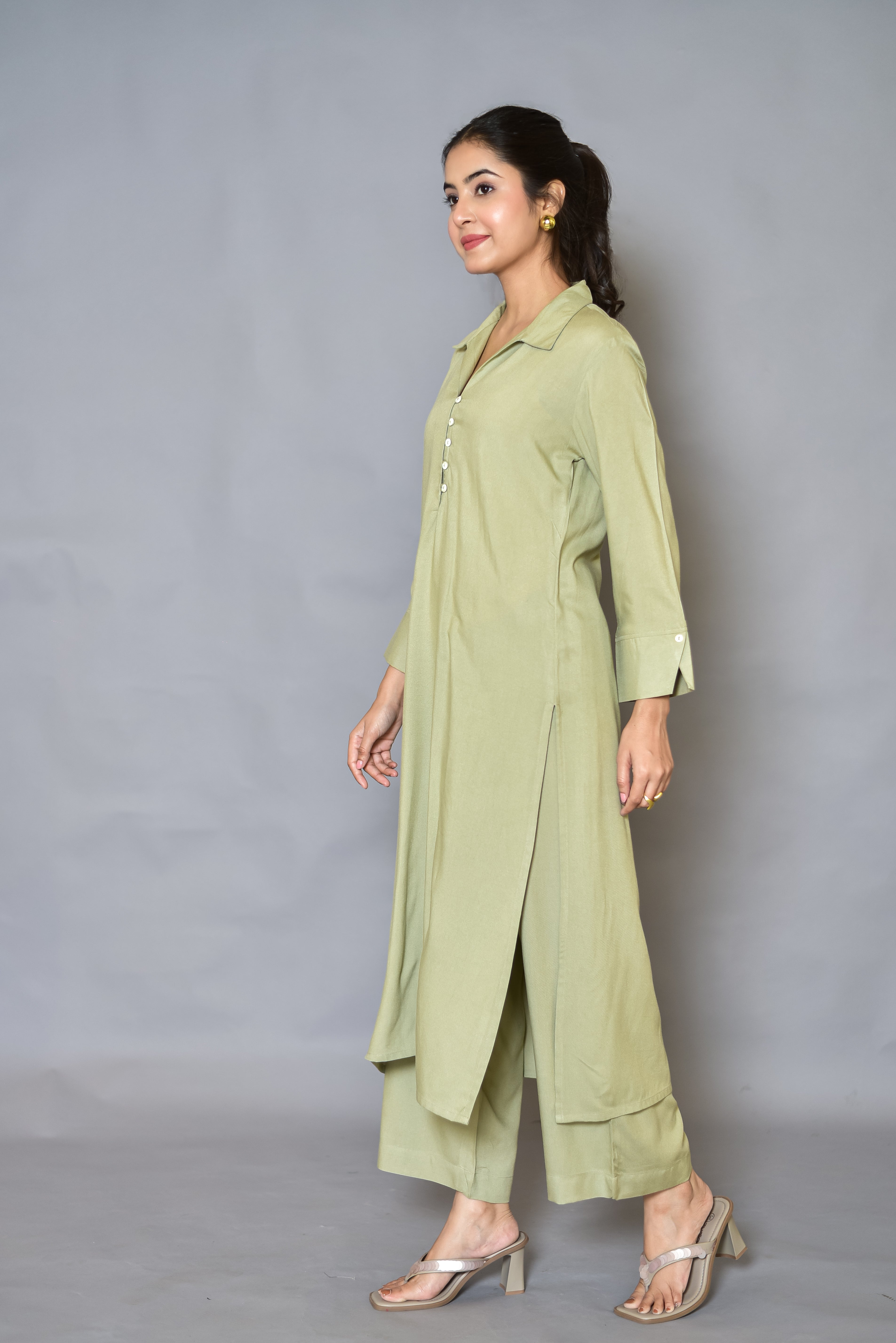 Rayon Shirt-Style Co-ord Set