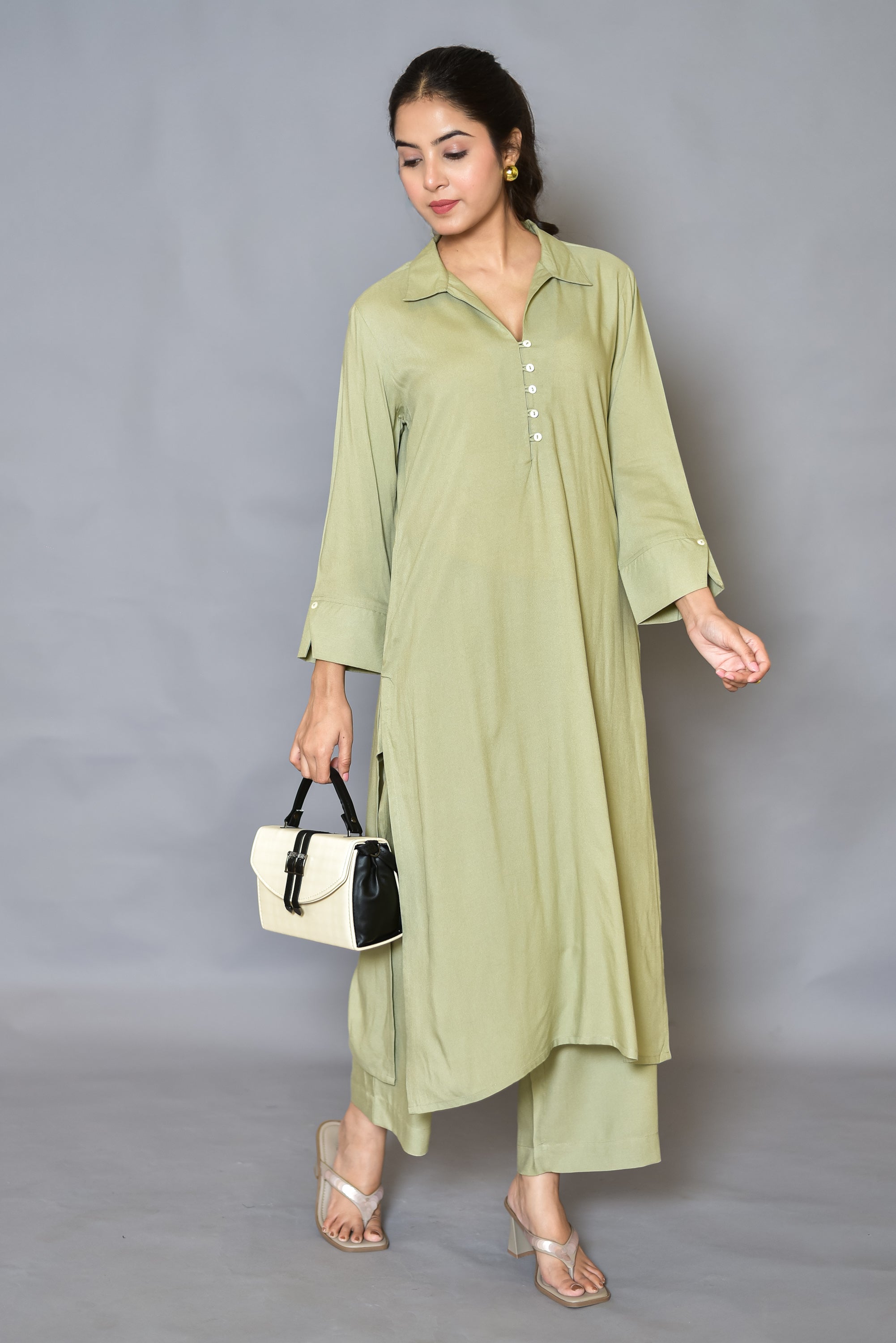 Rayon Shirt-Style Co-ord Set