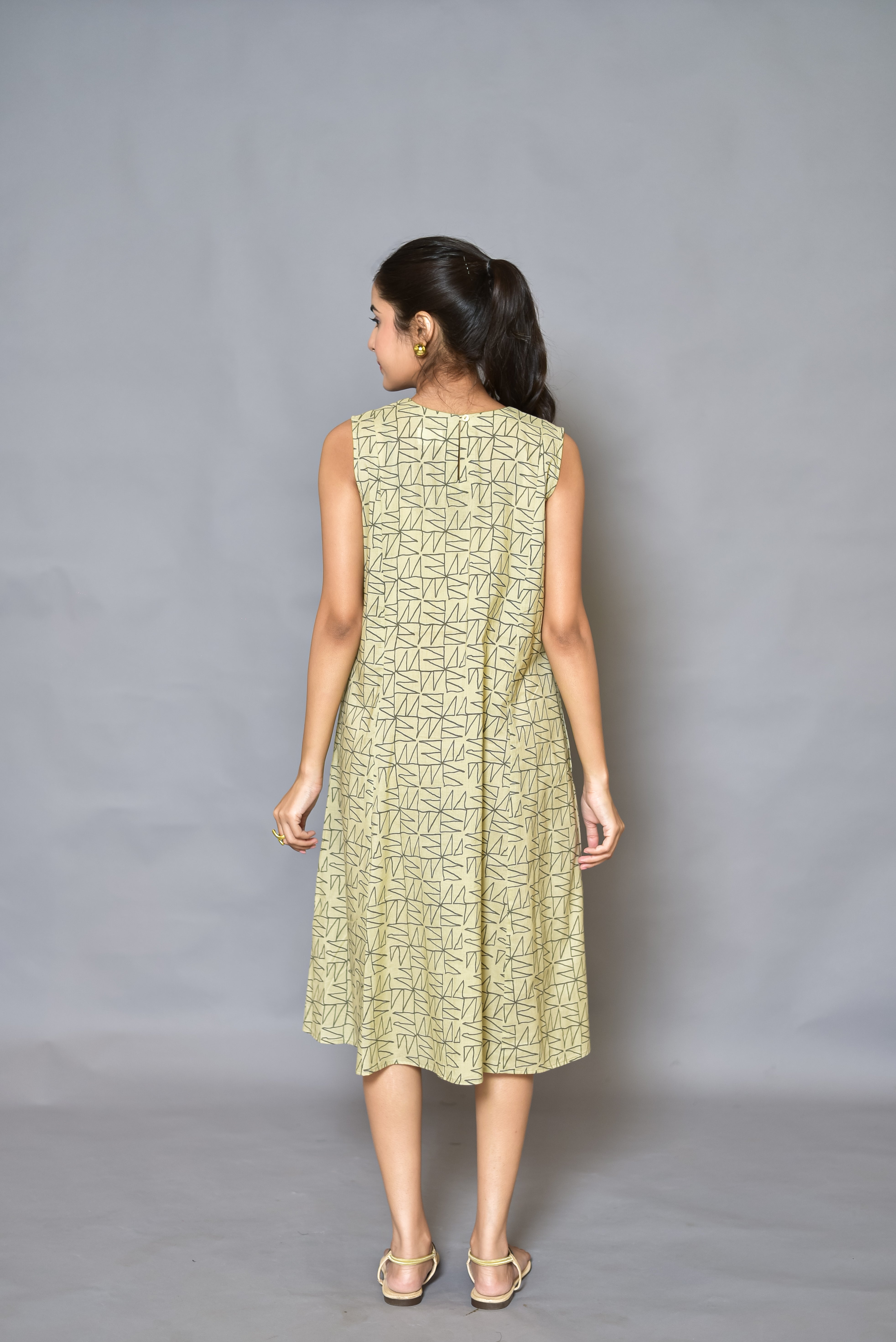 Abstract Print Flared Short Dress