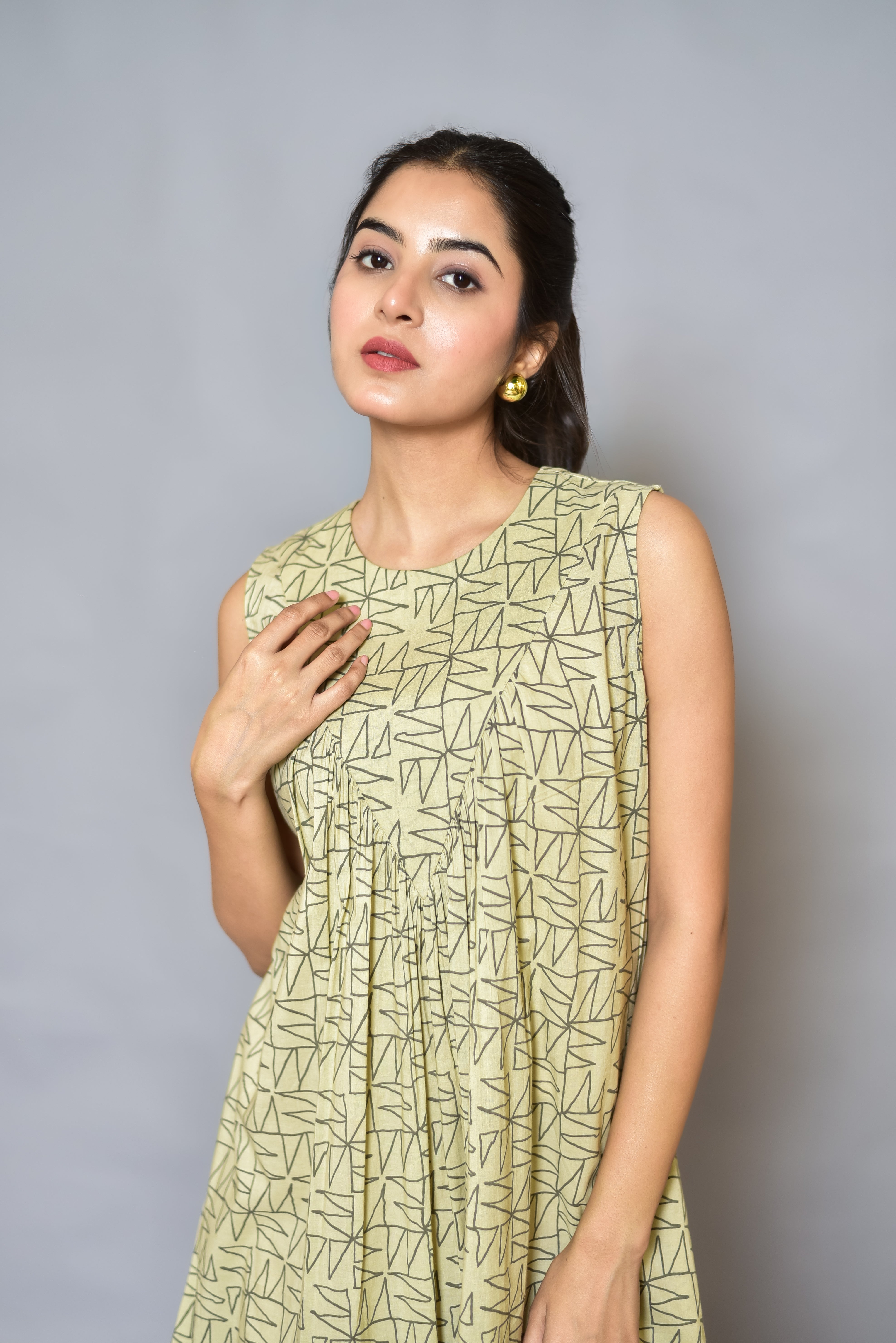 Abstract Print Flared Short Dress