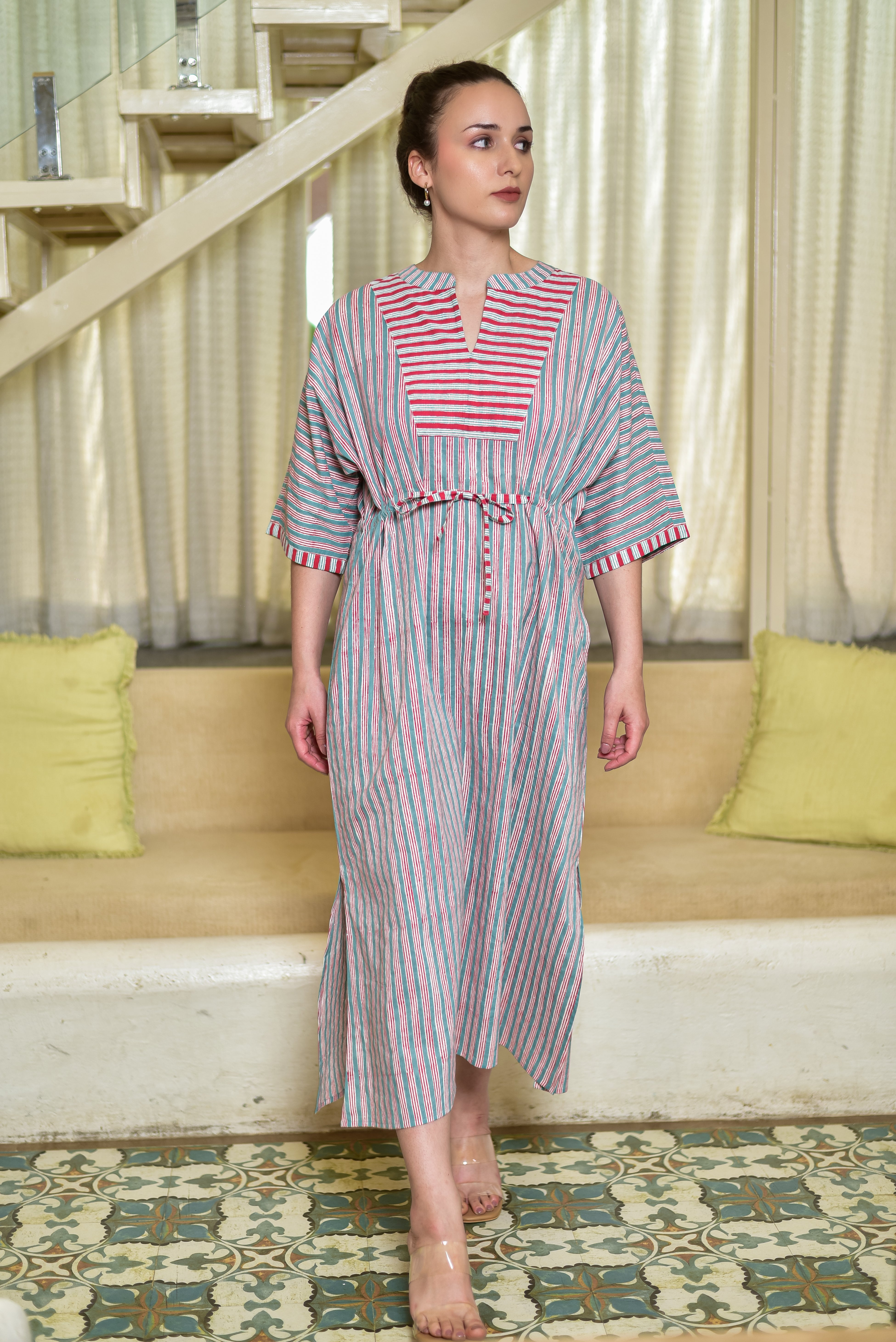 Block Print Kaftan Dress