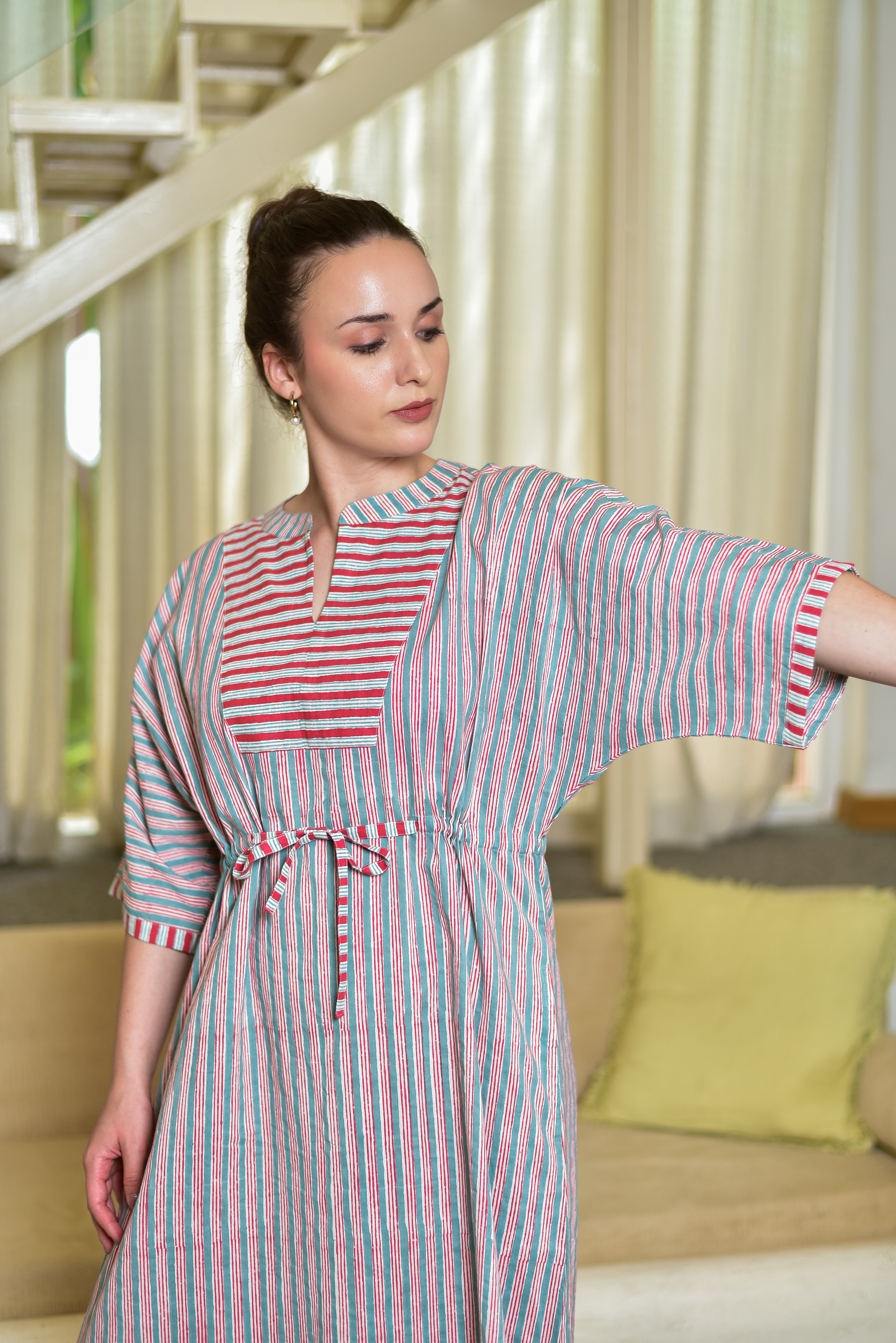 Block Print Kaftan Dress