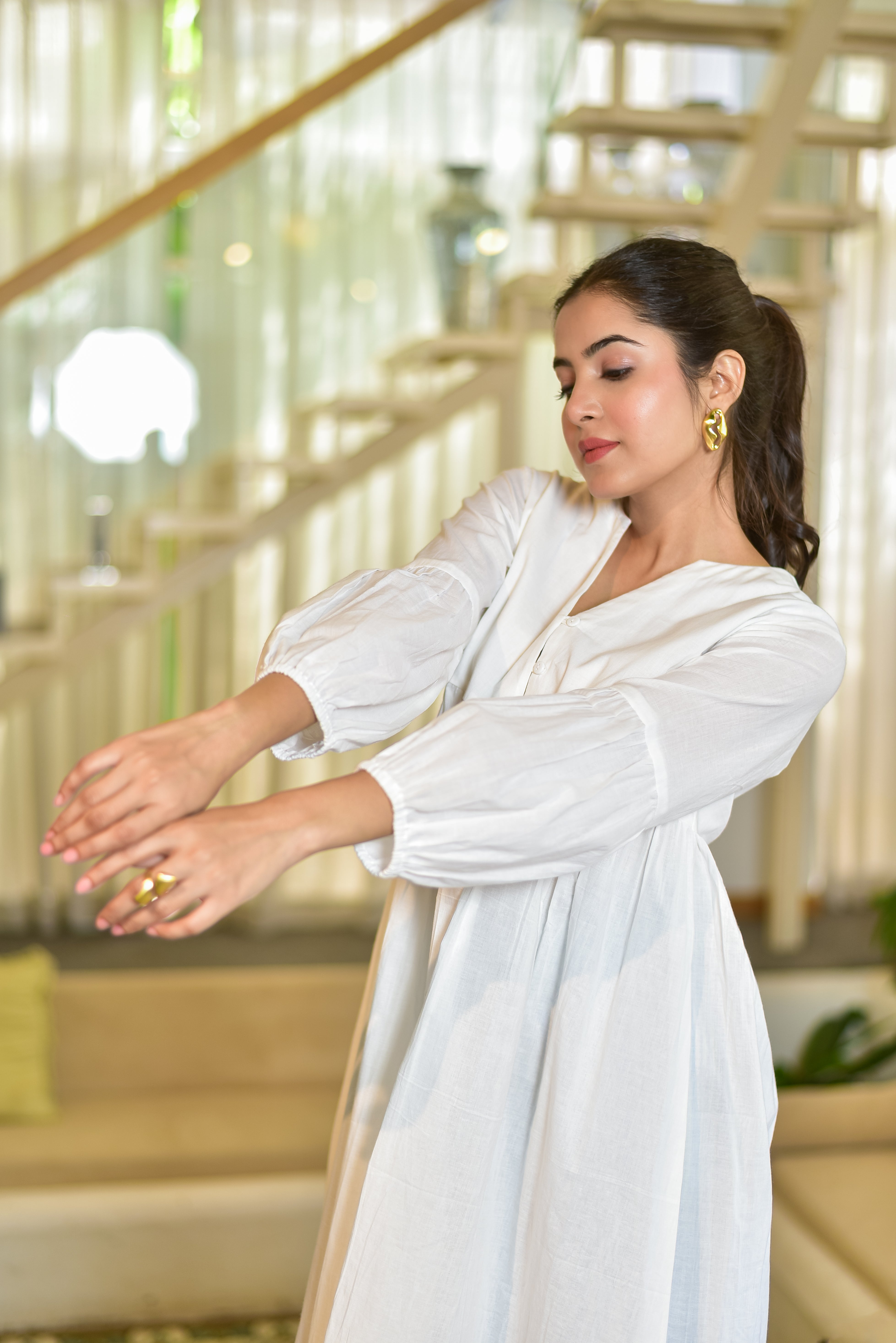Relaxed Fit White Cotton Kurta
