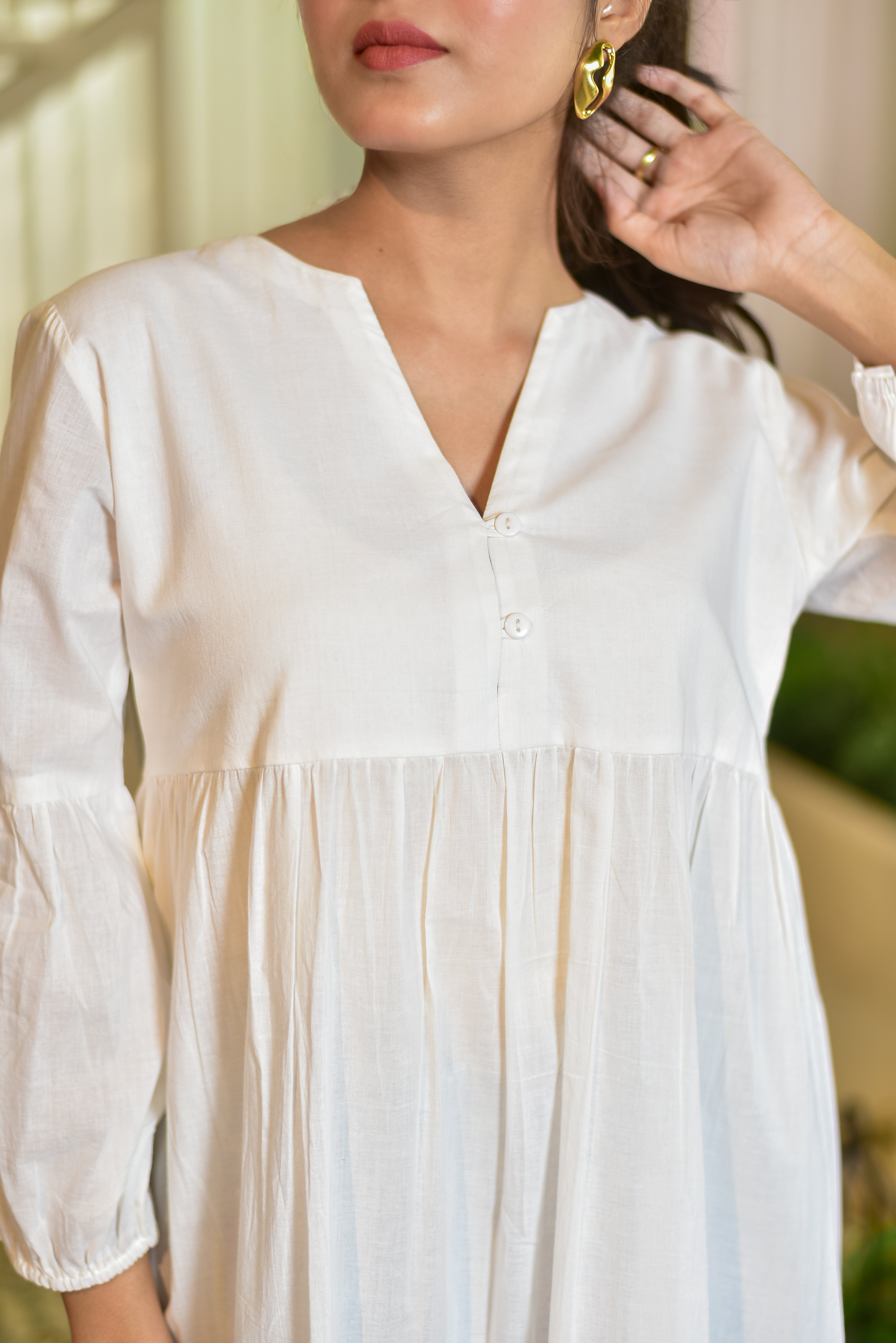 Relaxed Fit White Cotton Kurta