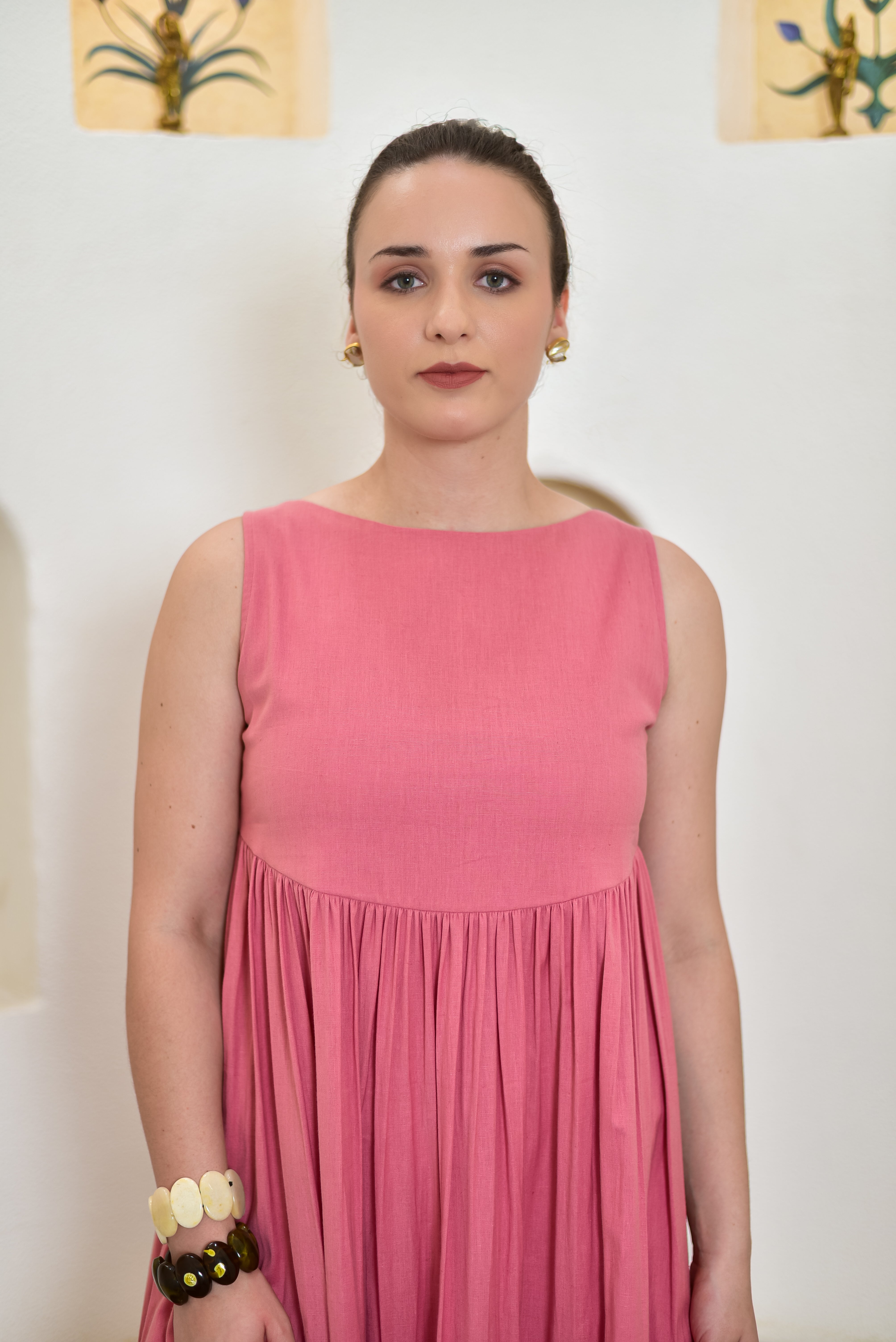 Solid Pink Cotton Dress