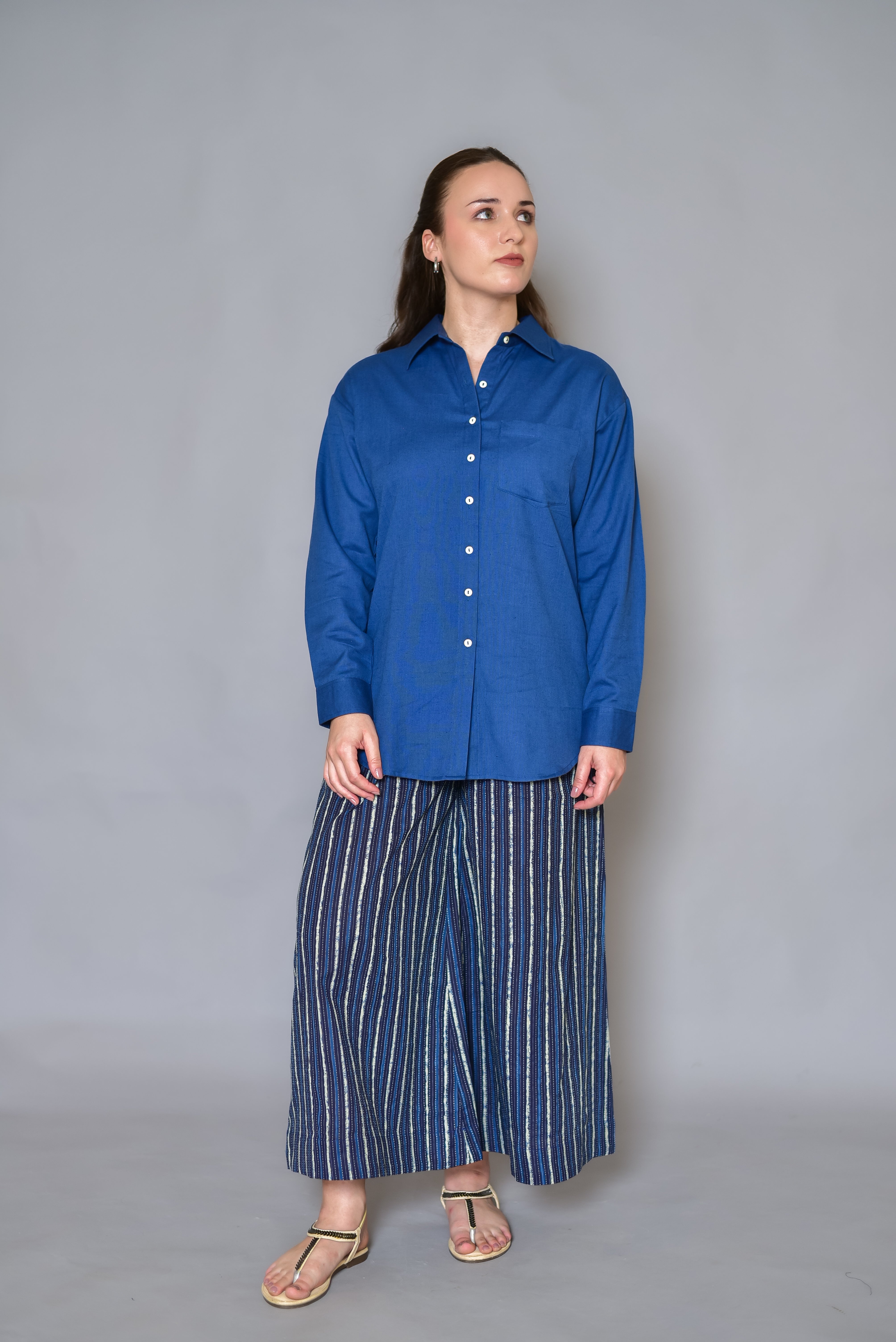 2-Piece Formal Shirt & Wide-Leg Culotte Set