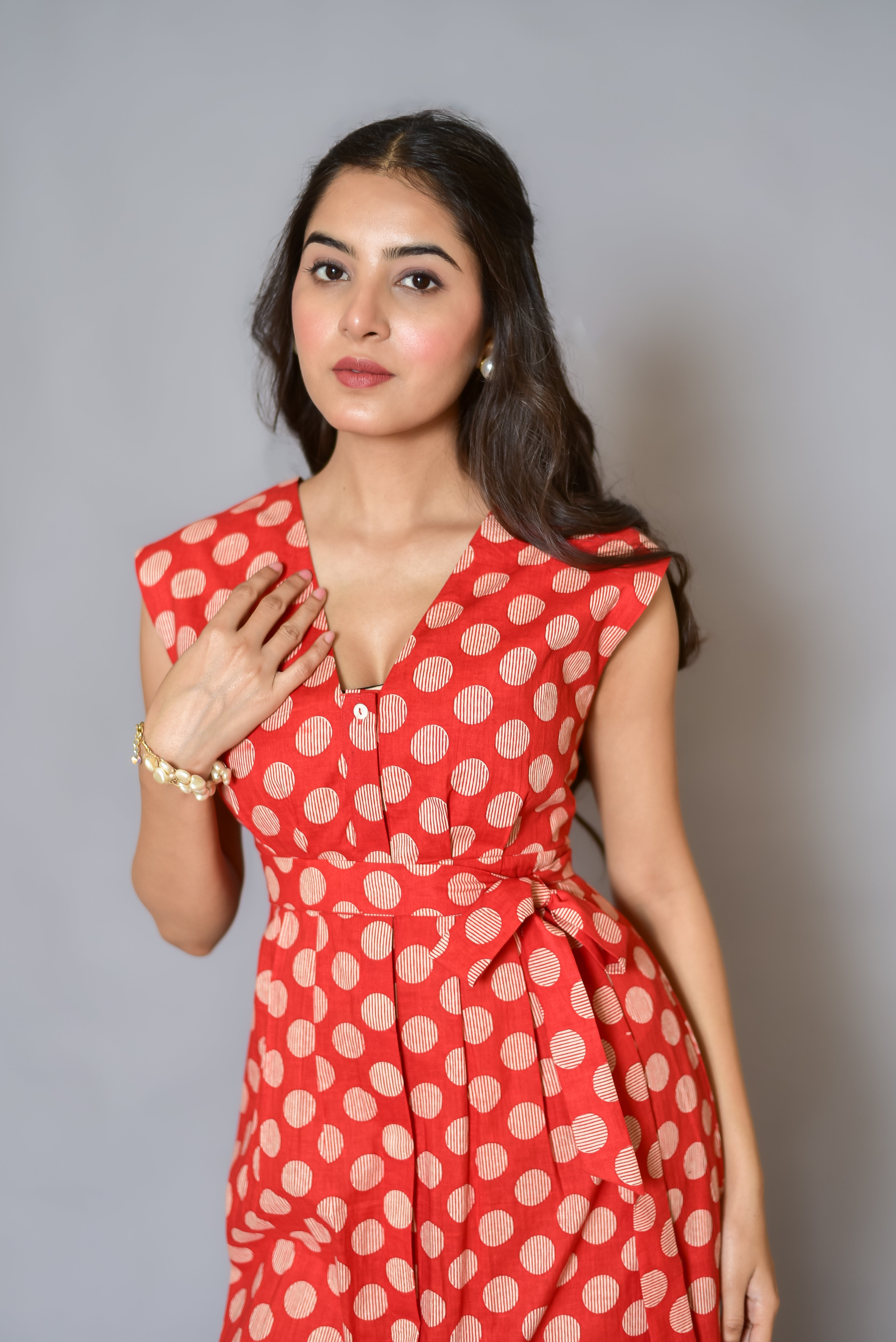 Classic Red Polka Dot Maxi Dress
