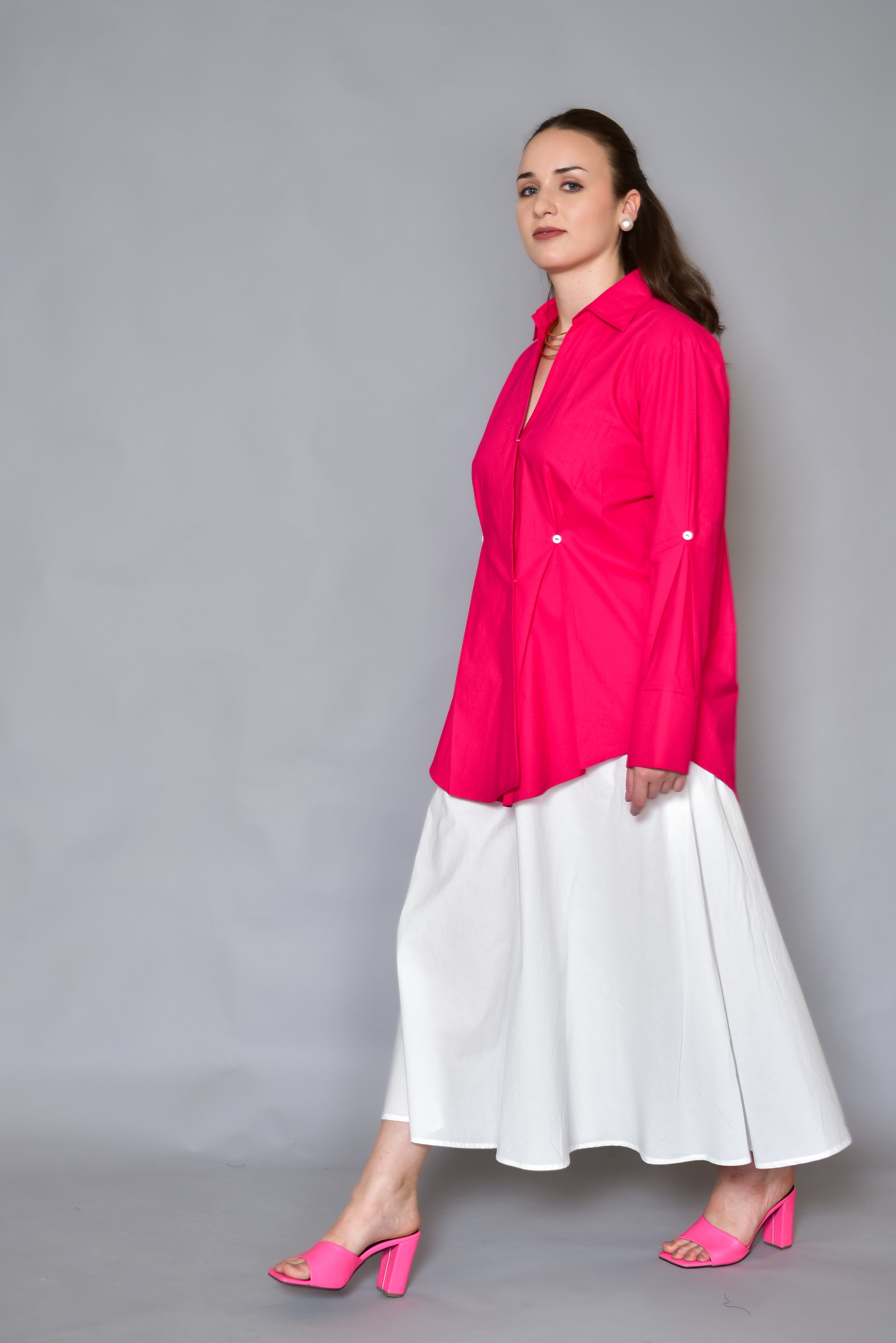 Hot Pink Statement Pleated Shirt