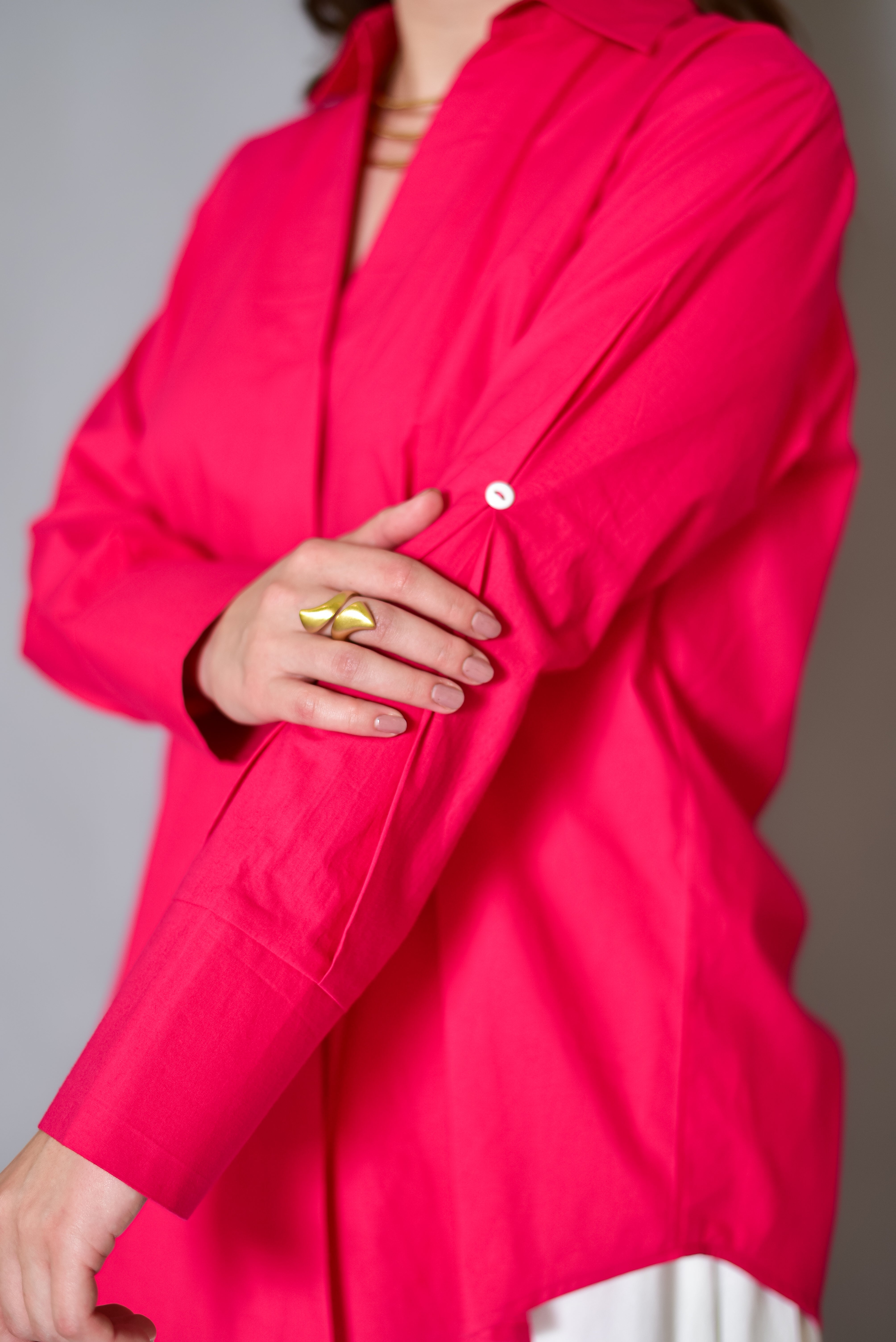 Hot Pink Statement Pleated Shirt