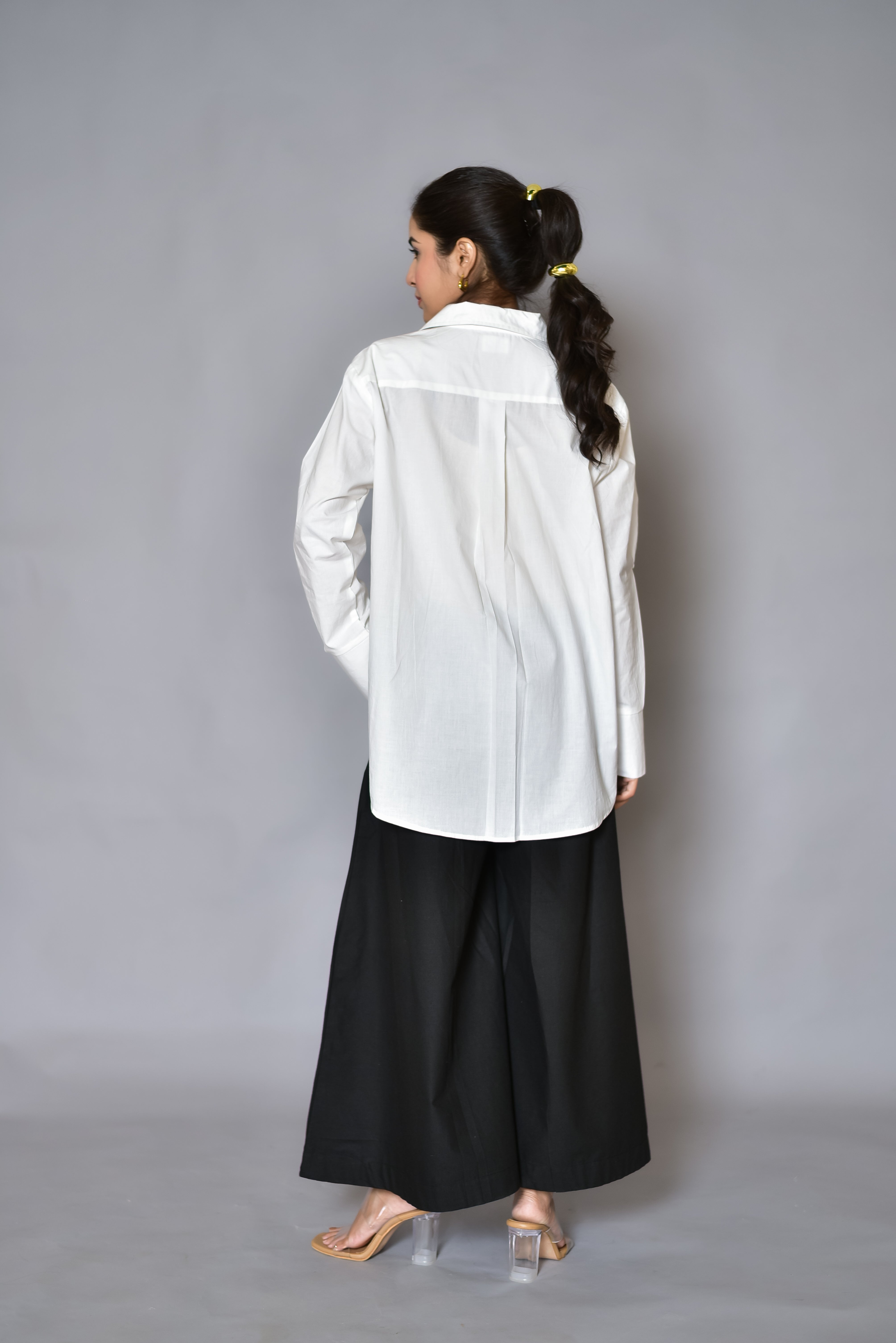 Classic White Statement Pleated Shirt