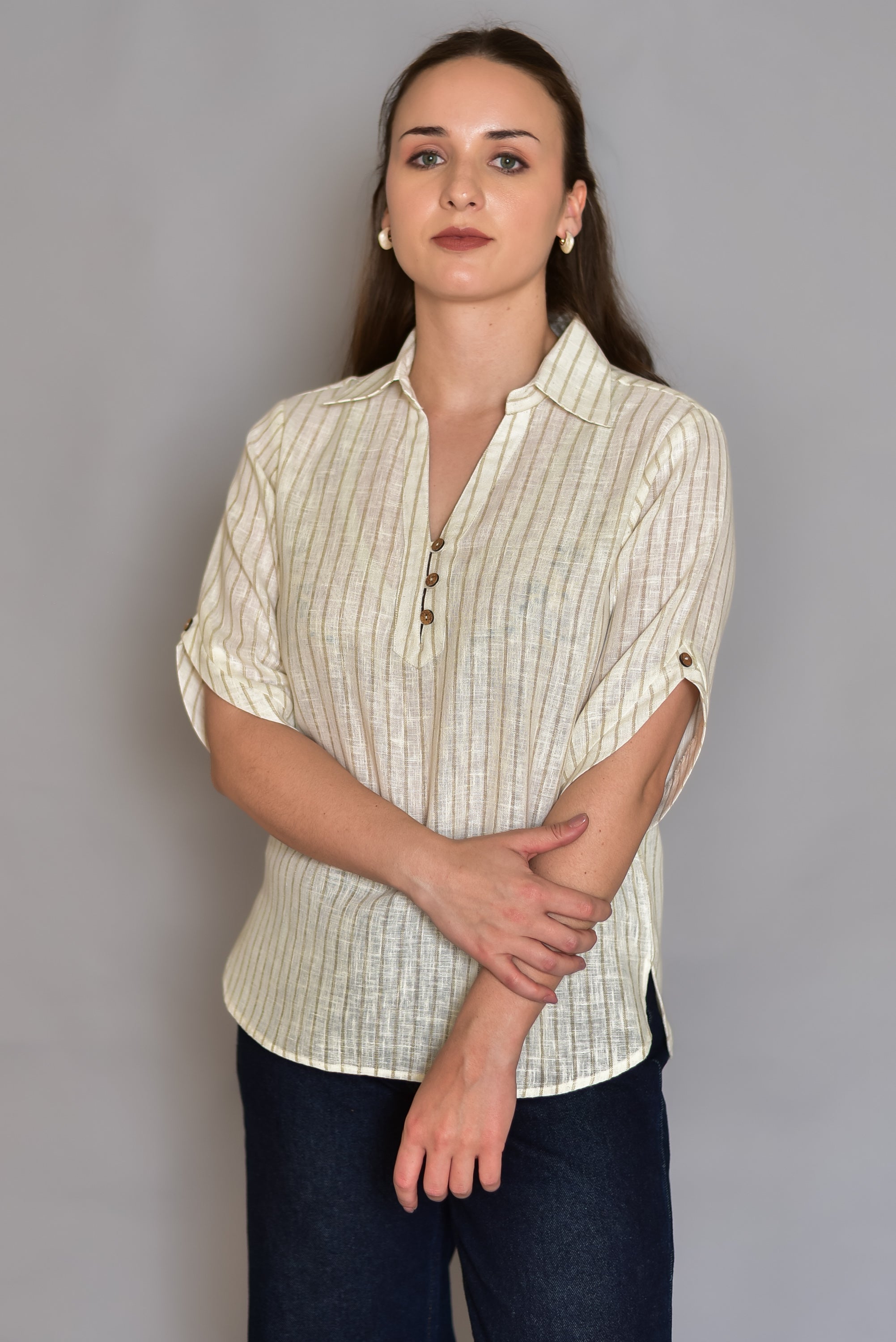 Textured Brown Stripe Shirt