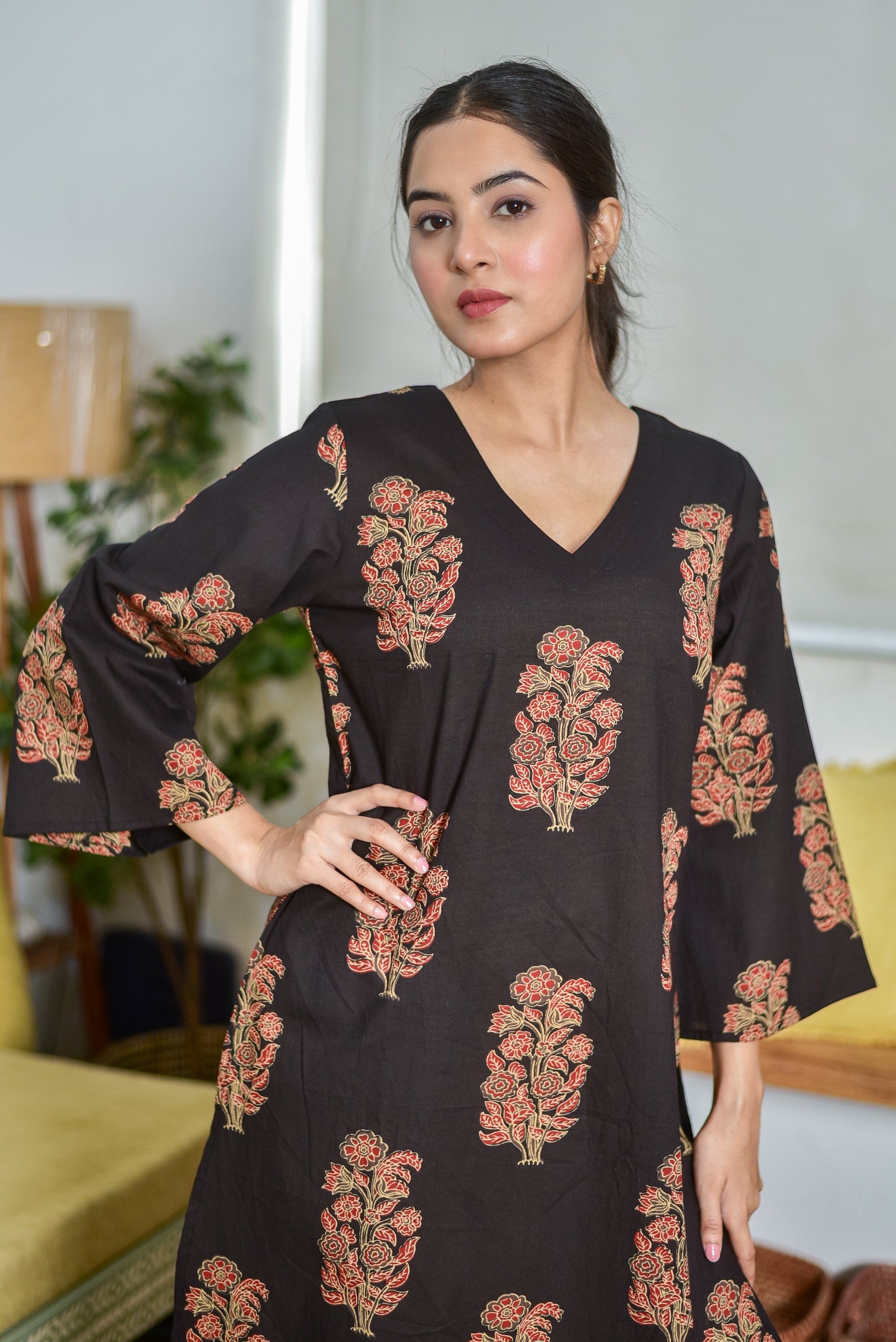 Everyday Classic Boota Print Tunic (Dark Brown)