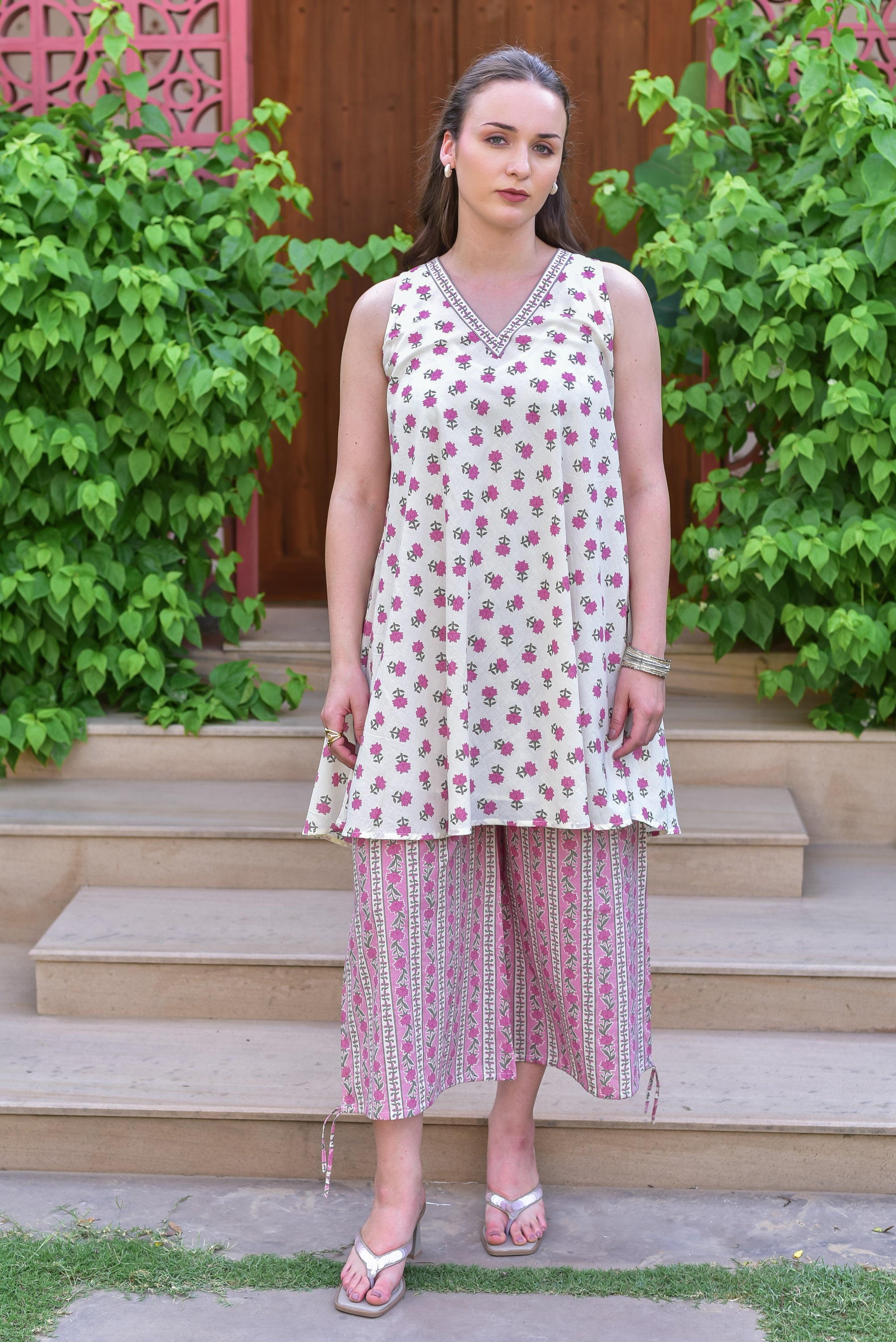 Pink Floral Print Set