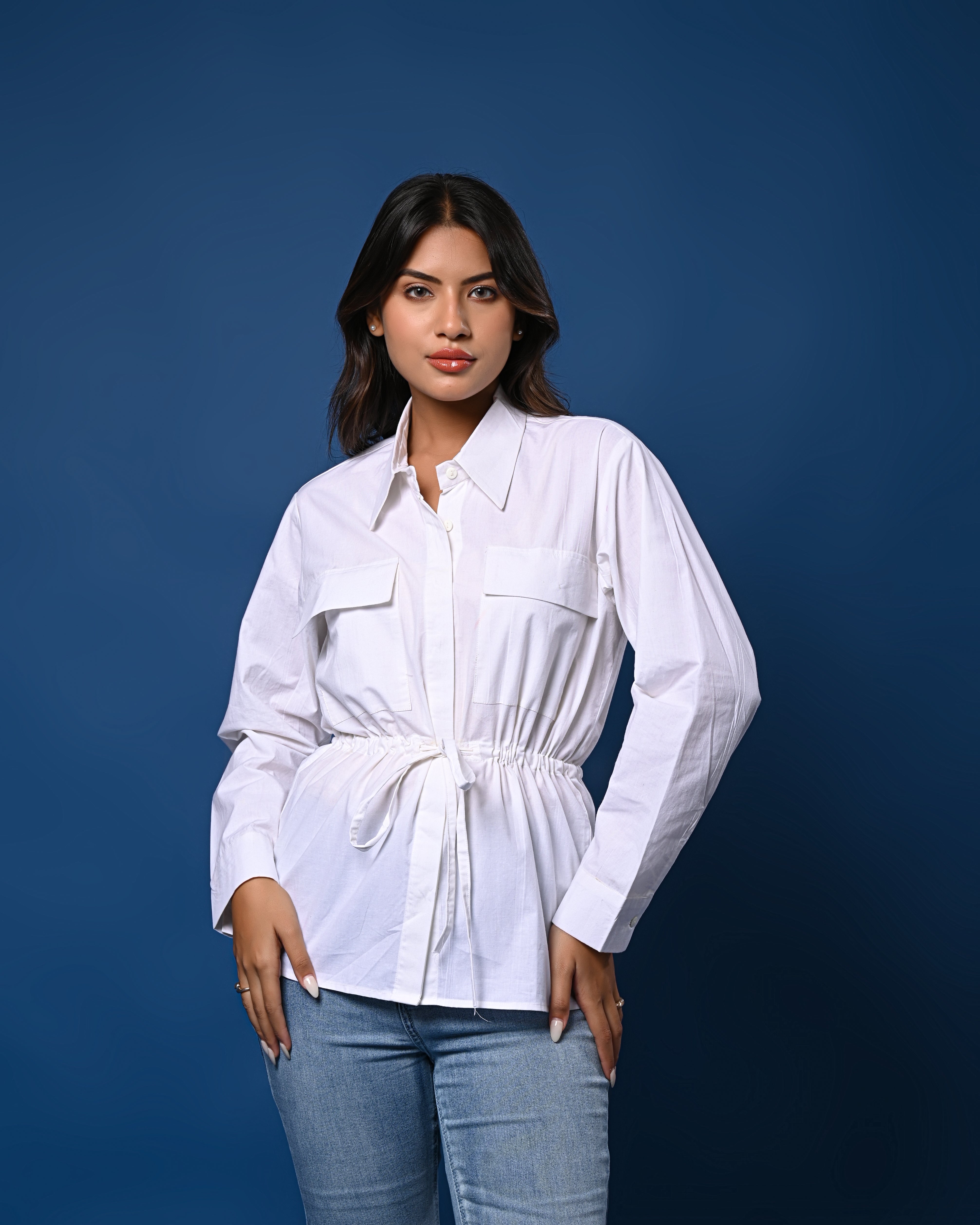 Women’s White Tie-Waist Shirt