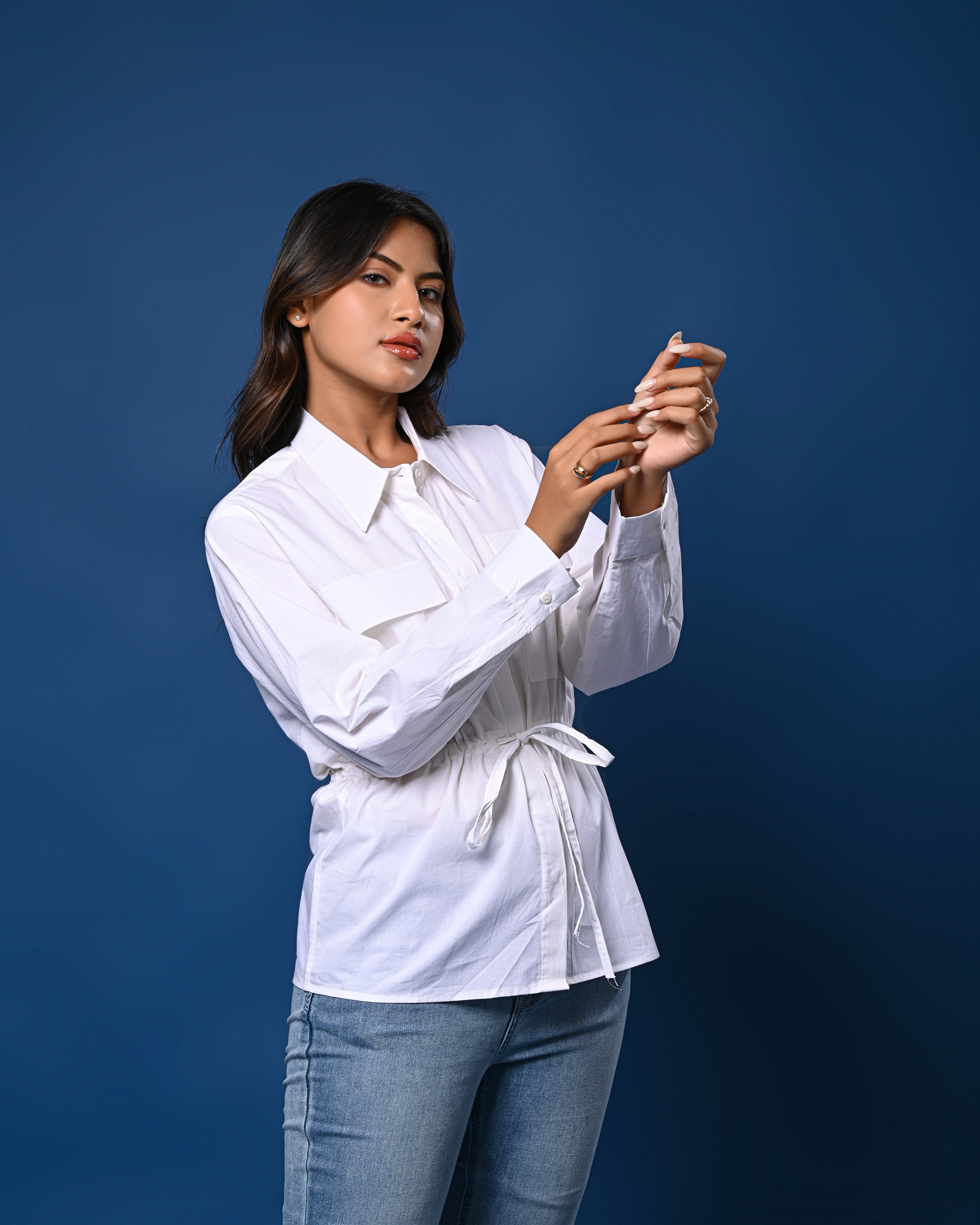 Women’s White Tie-Waist Shirt