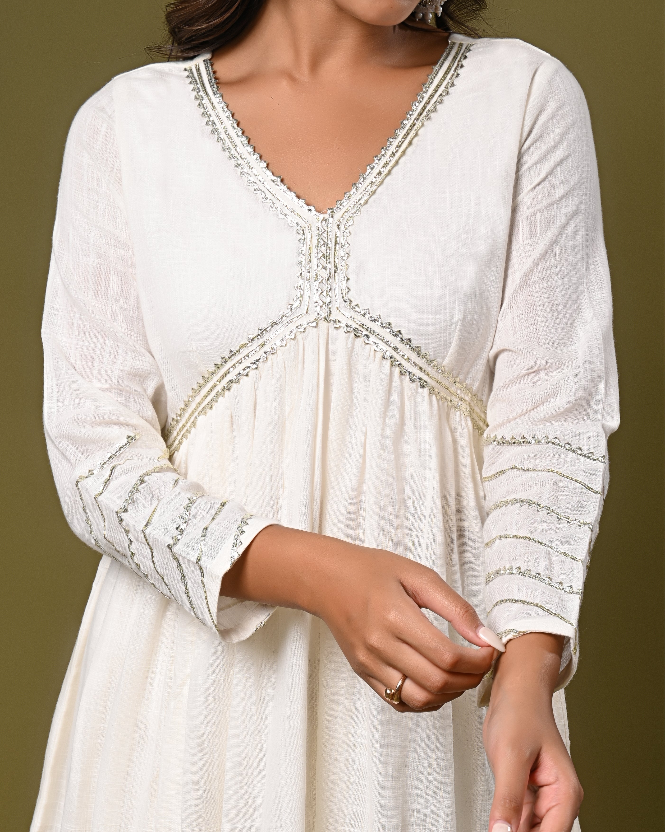 Elegant white anarkali kurta with palazzo set