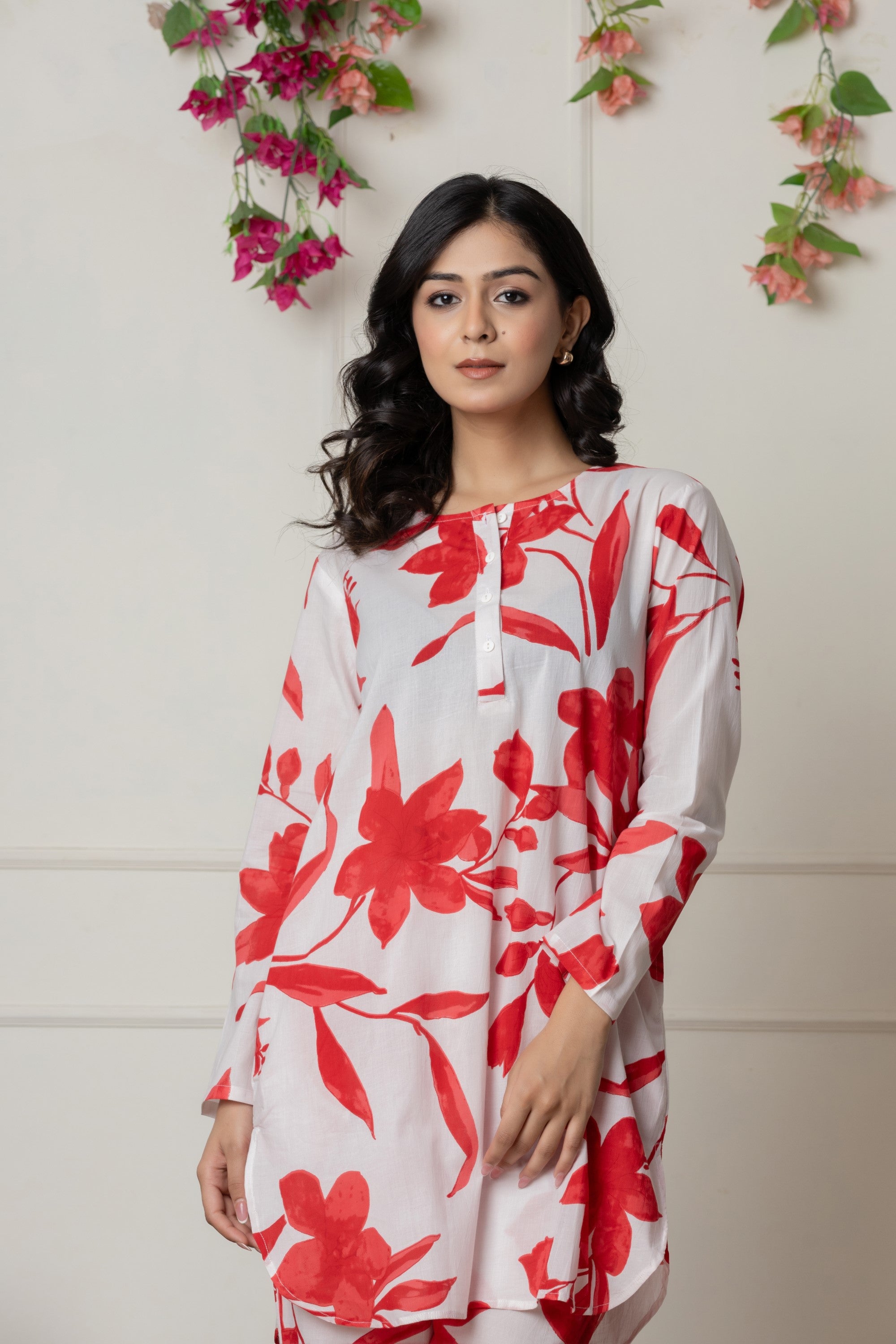 Crimson Blossom Printed Co-ord Set