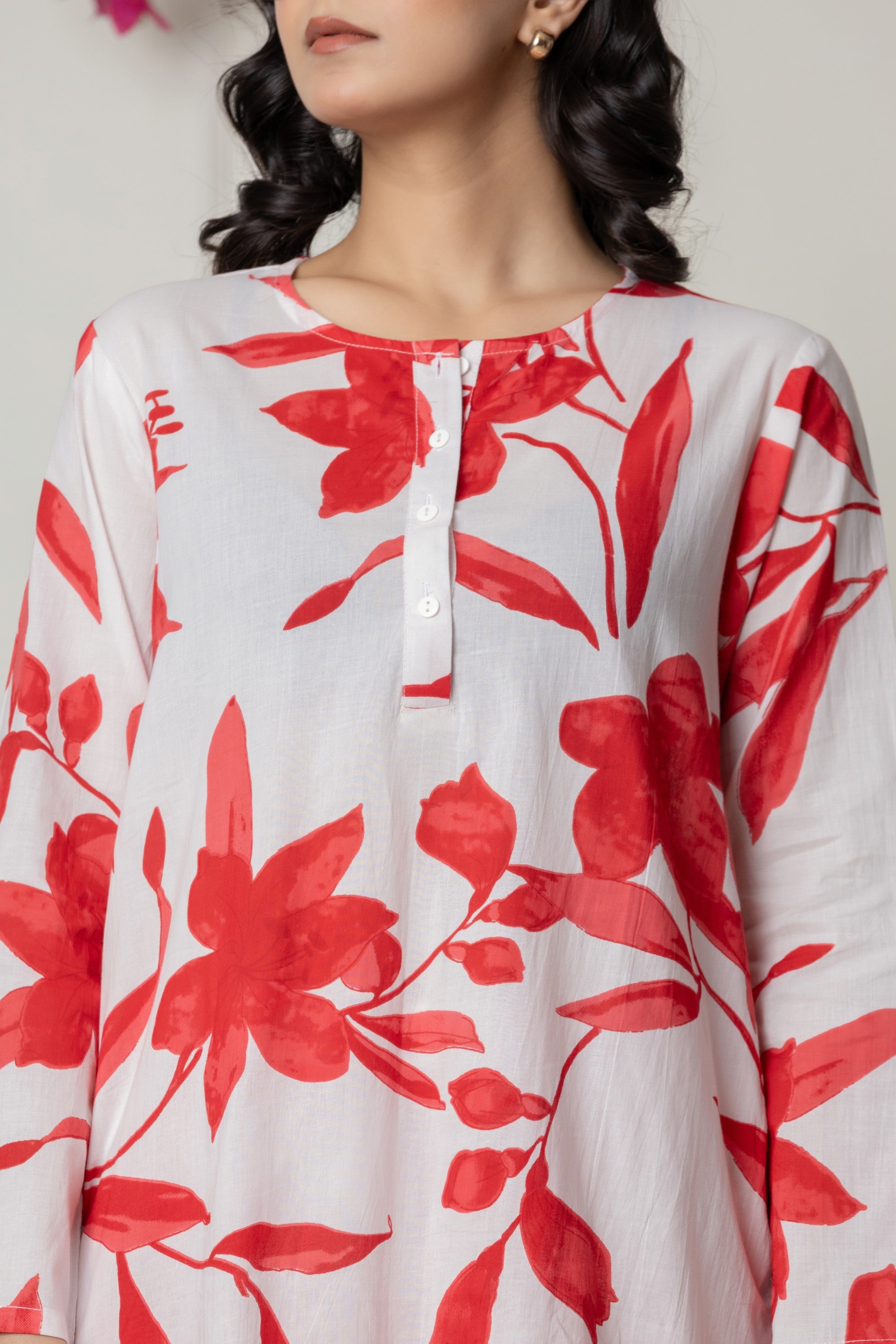Crimson Blossom Printed Co-ord Set
