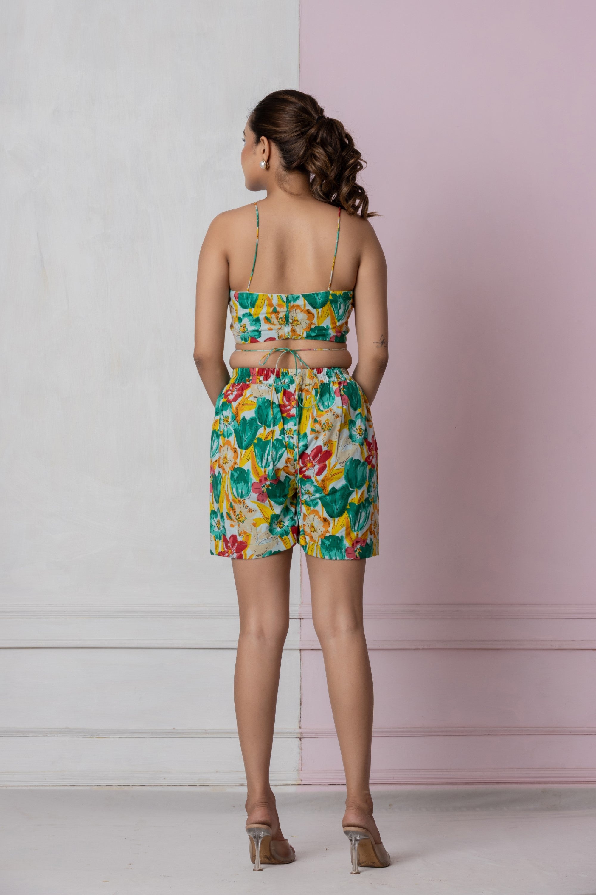 Tropical Floral Crop Top & Shorts Set