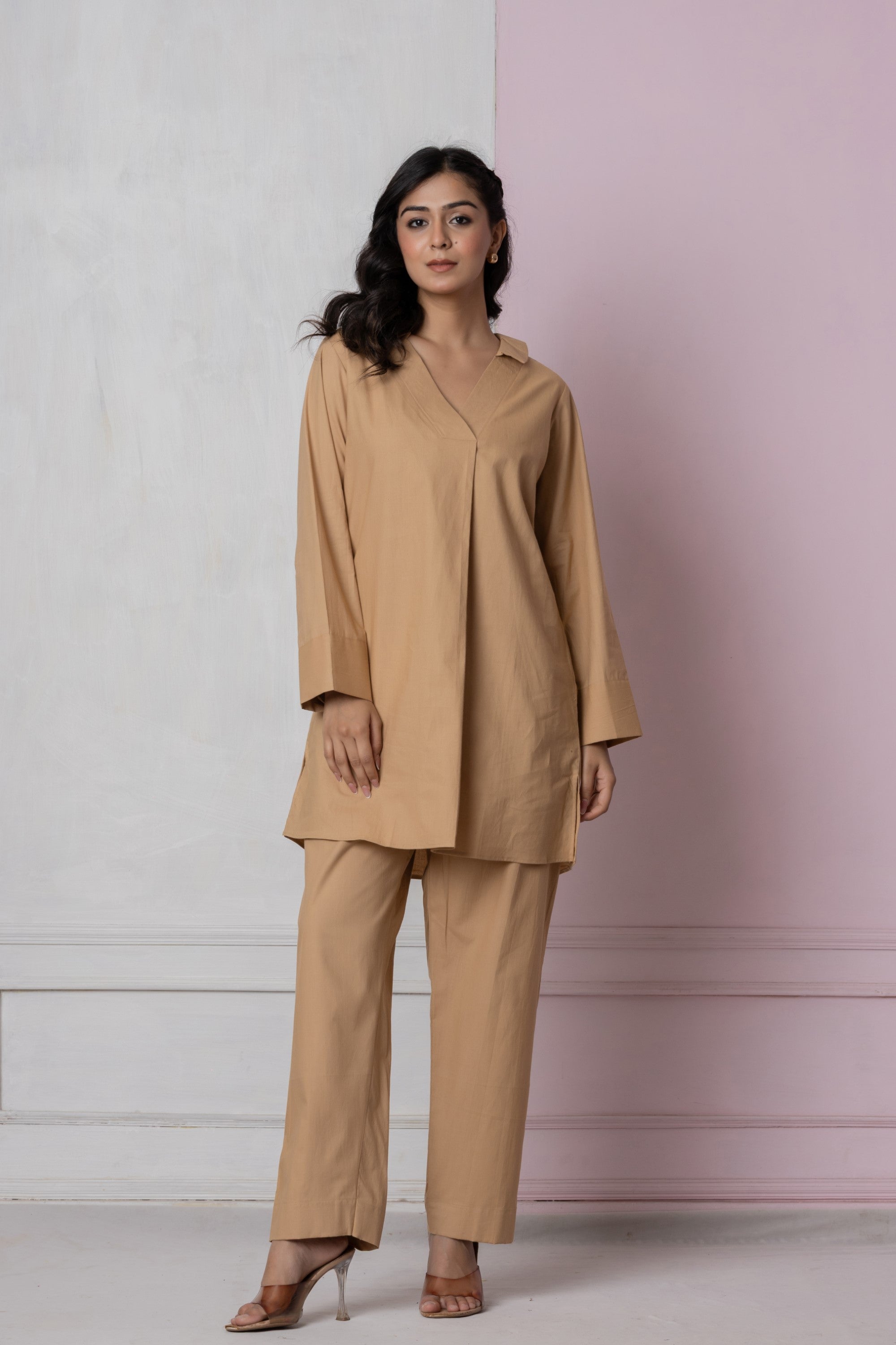 Caramel Cotton Kurta Set