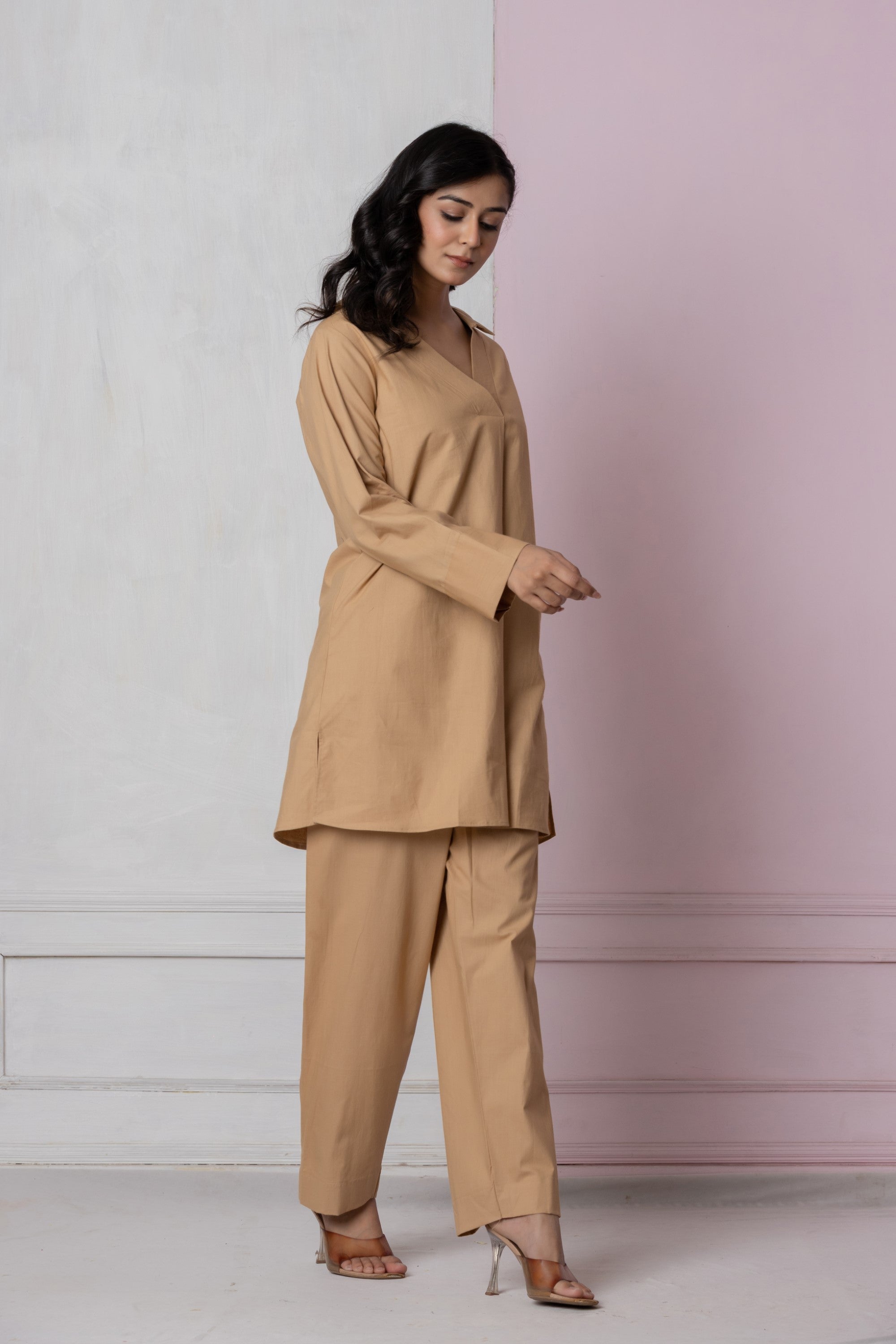 Caramel Cotton Kurta Set
