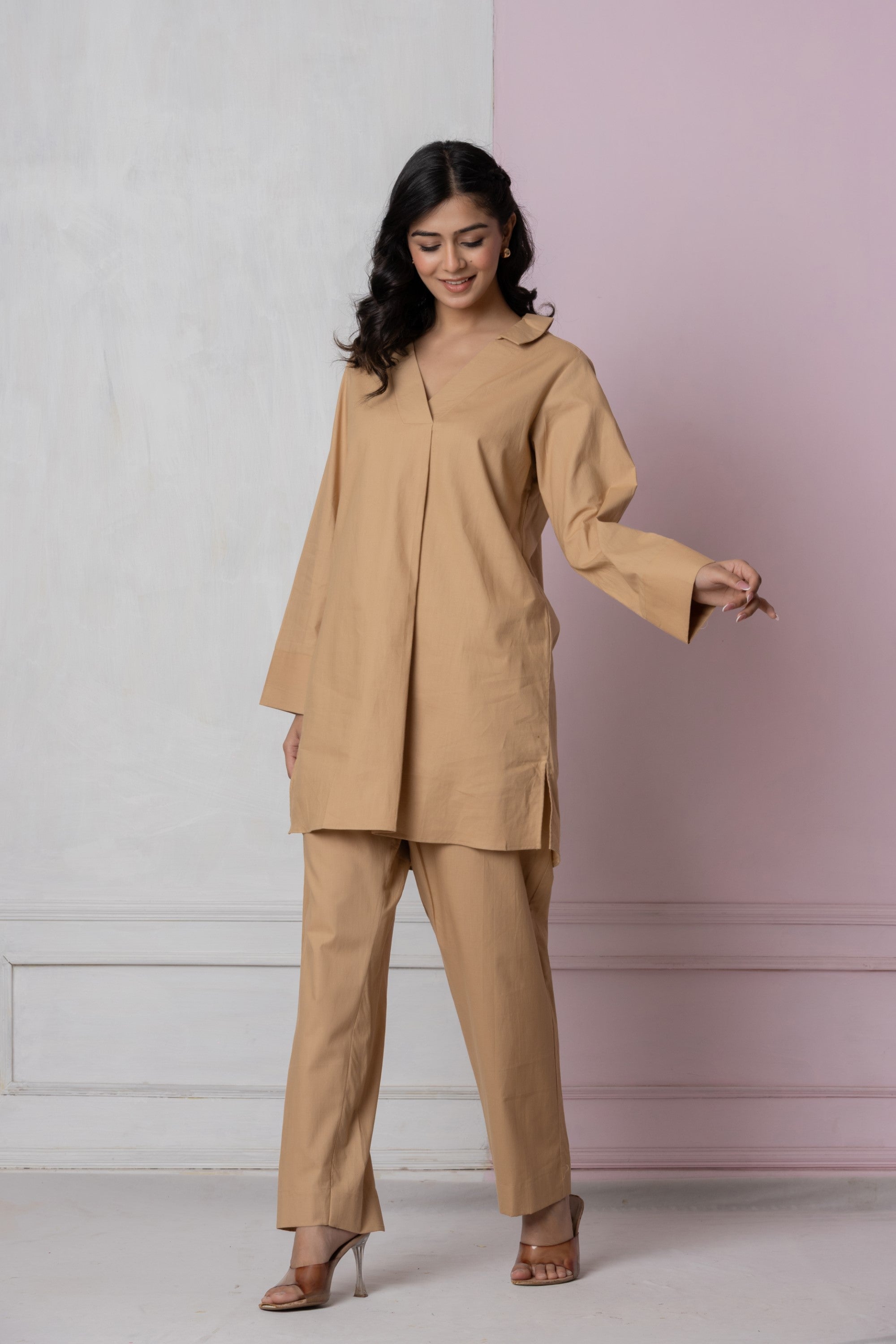 Caramel Cotton Kurta Set