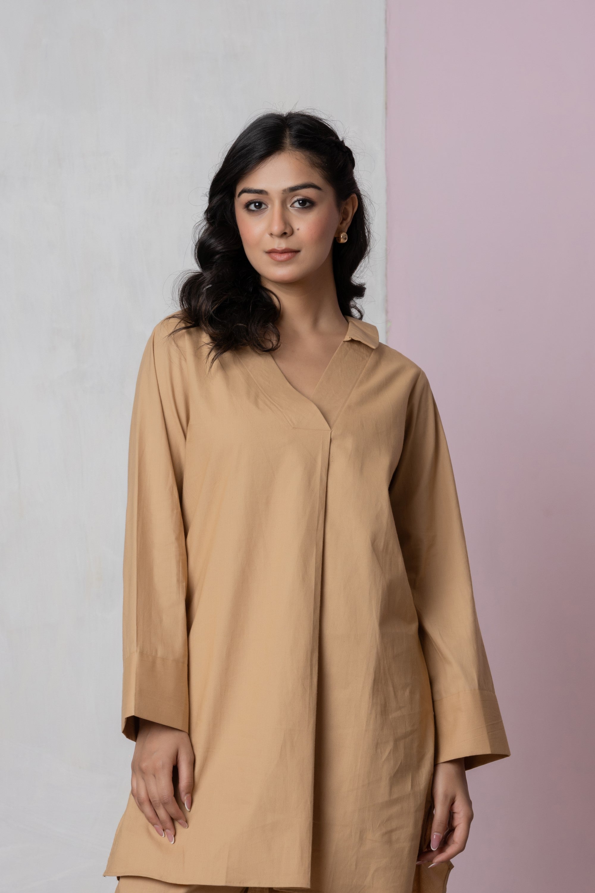 Caramel Cotton Kurta Set