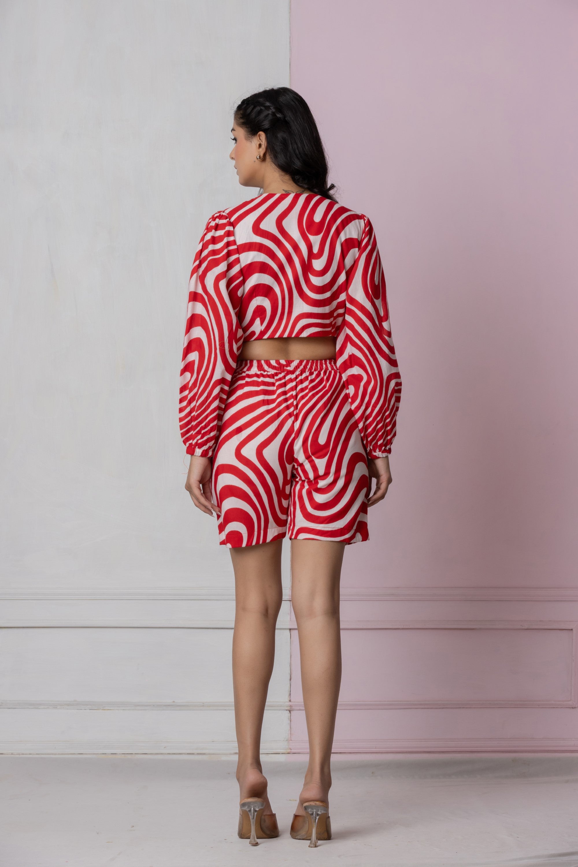 Red & White Swirl Print Co-ord Set