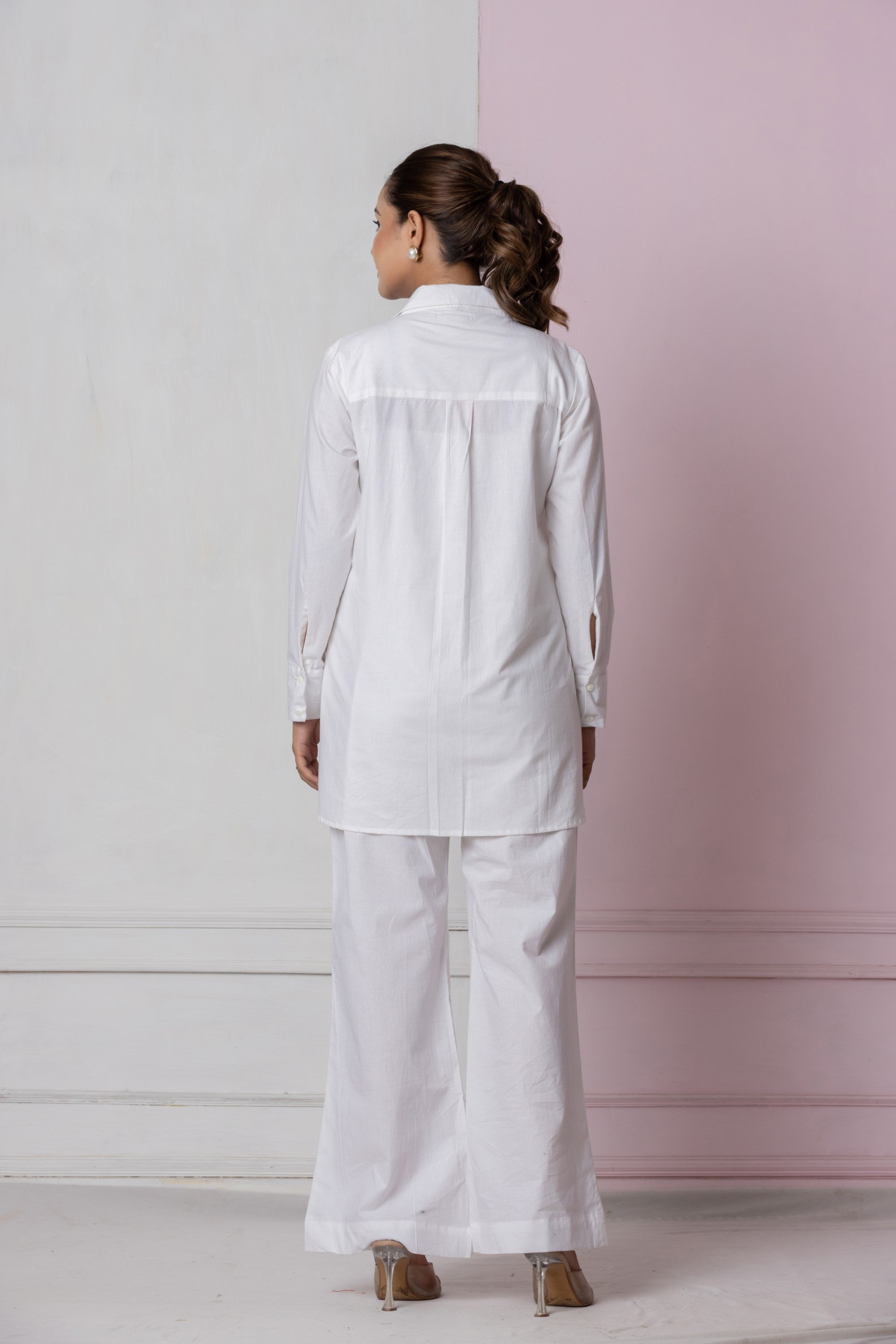 White Relaxed Shirt & Pant Co-ord Set