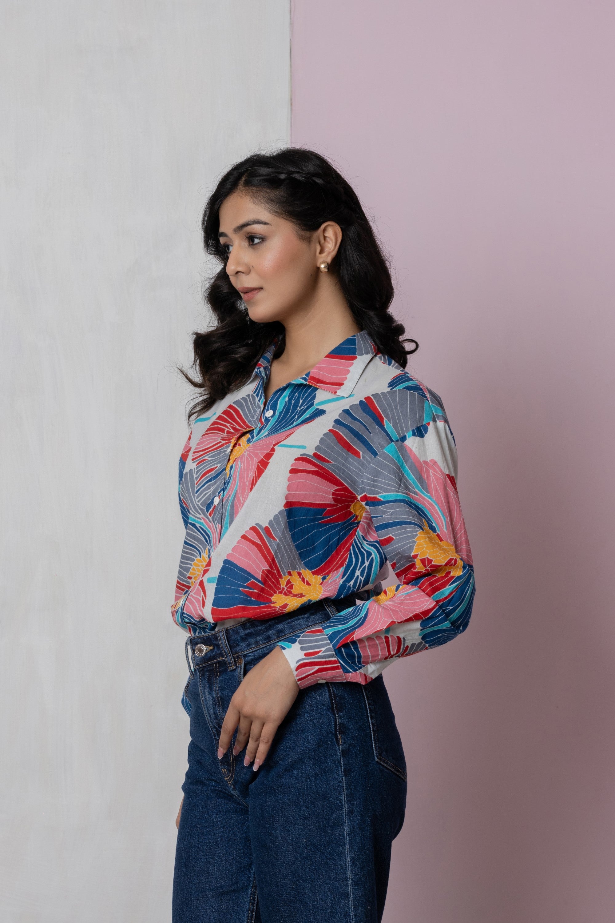 Multicolor Oversized Floral Shirt