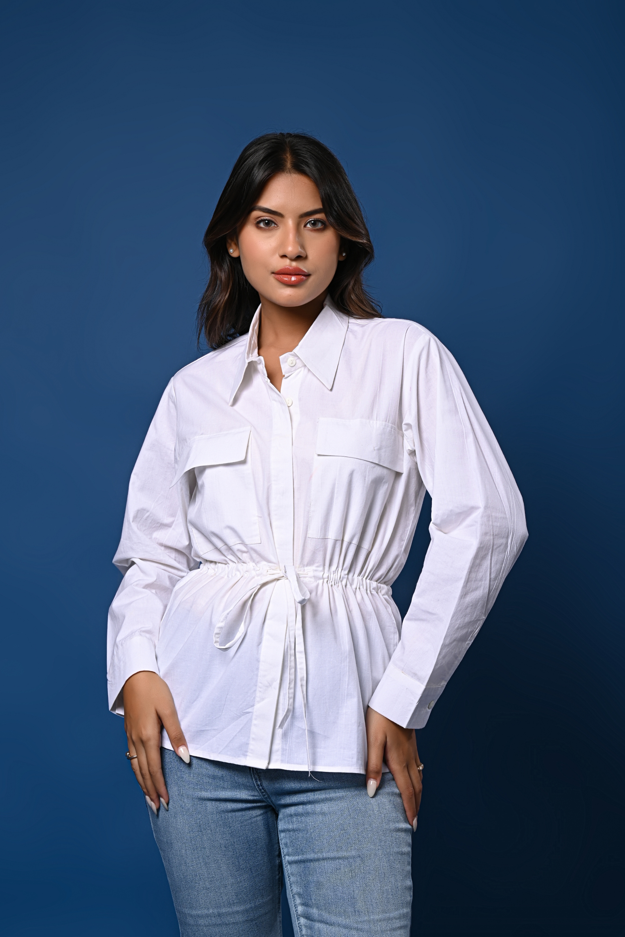 Women’s White Tie-Waist Shirt