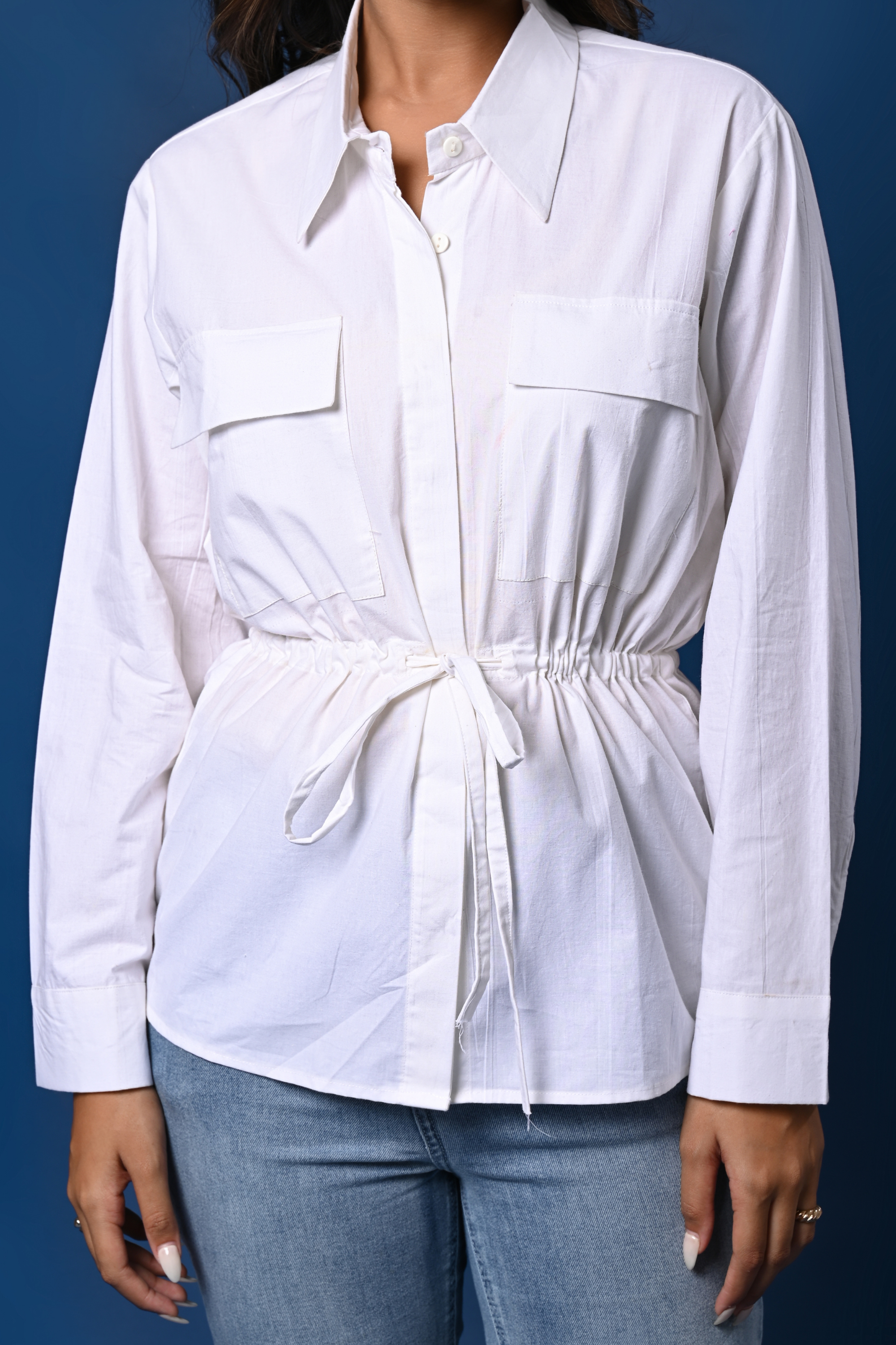 Women’s White Tie-Waist Shirt