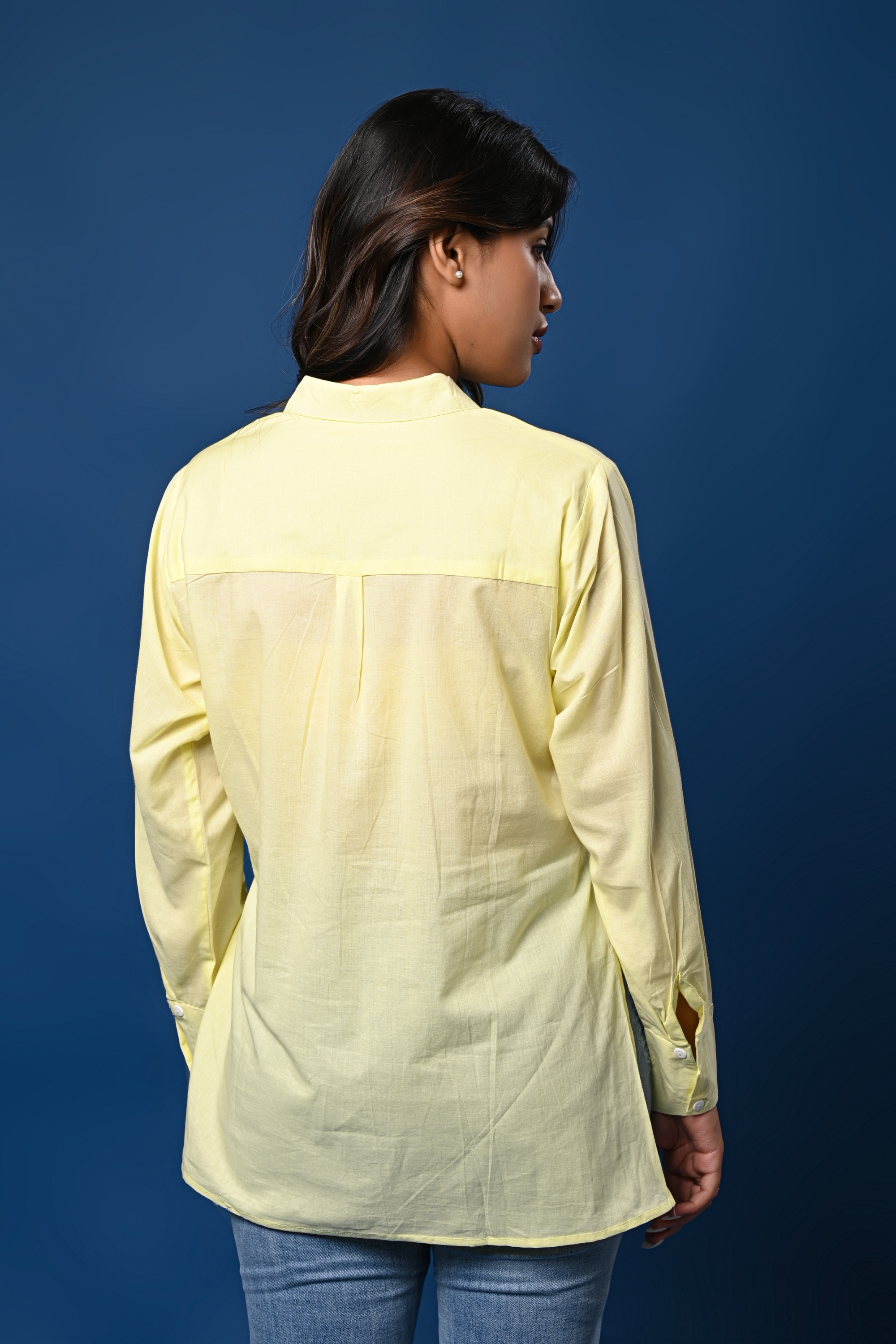 Women’s Yellow Asymmetrical Tie-Waist Shirt