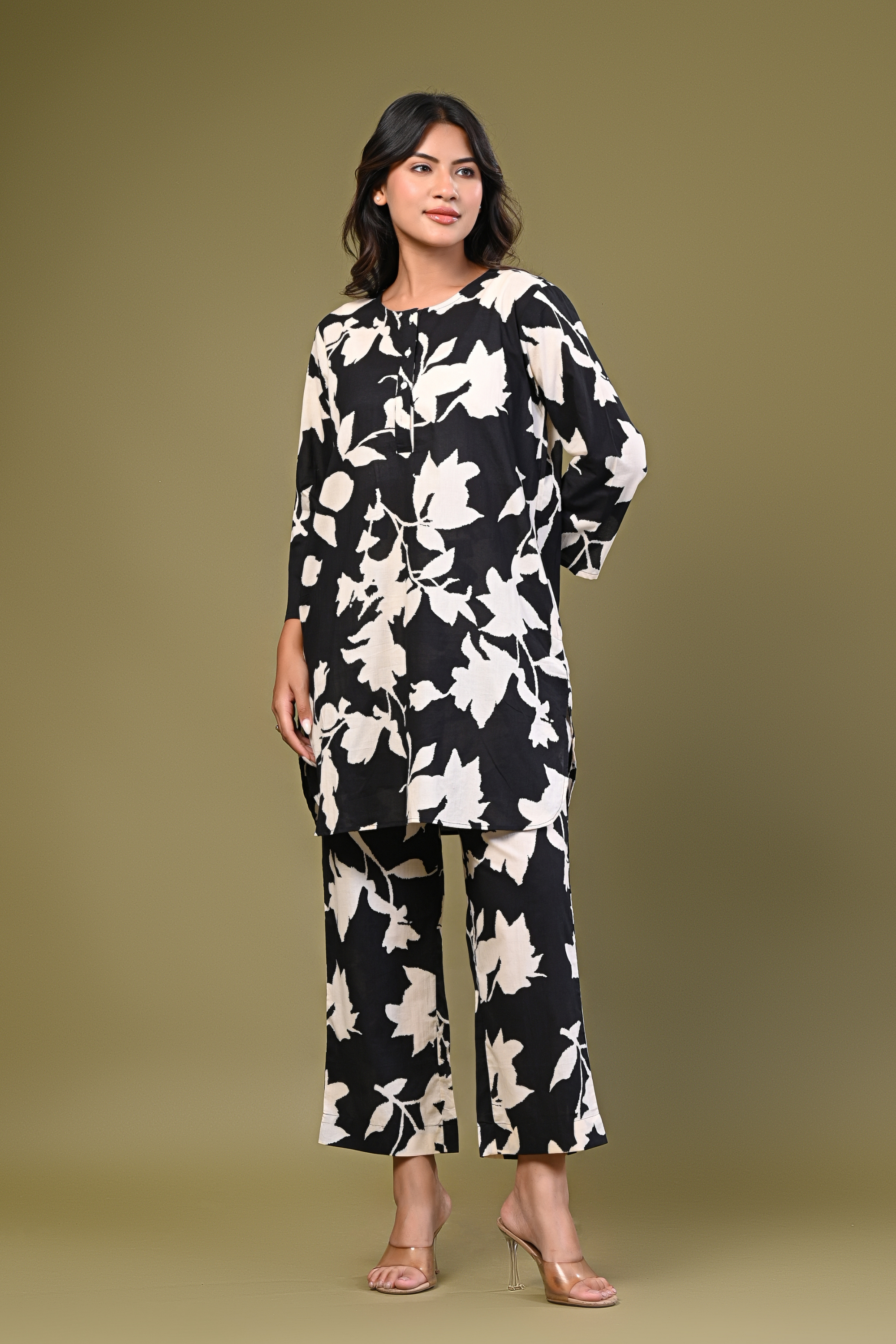 Black & White Floral Printed Co-ord Set